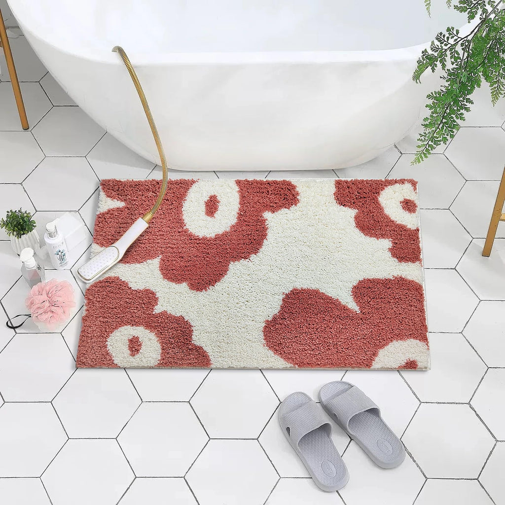 Cute Bath Mat for Bathroom Soft Super Absorbent Non Slip TPR Backing, Quick Drying, Machine Washable Bath
