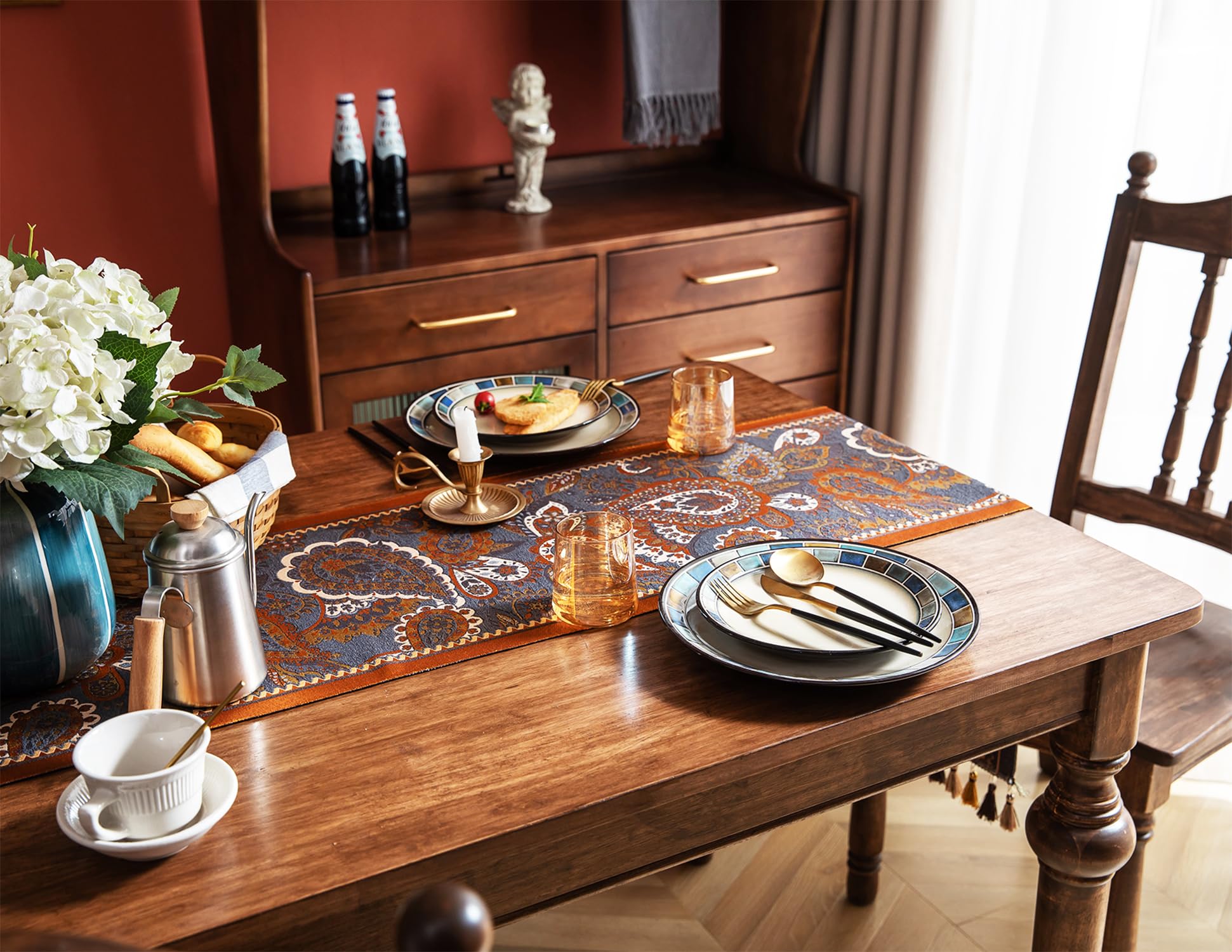 Retro-Luxury Tassels Table Runner Series for Kitchen Dining Table