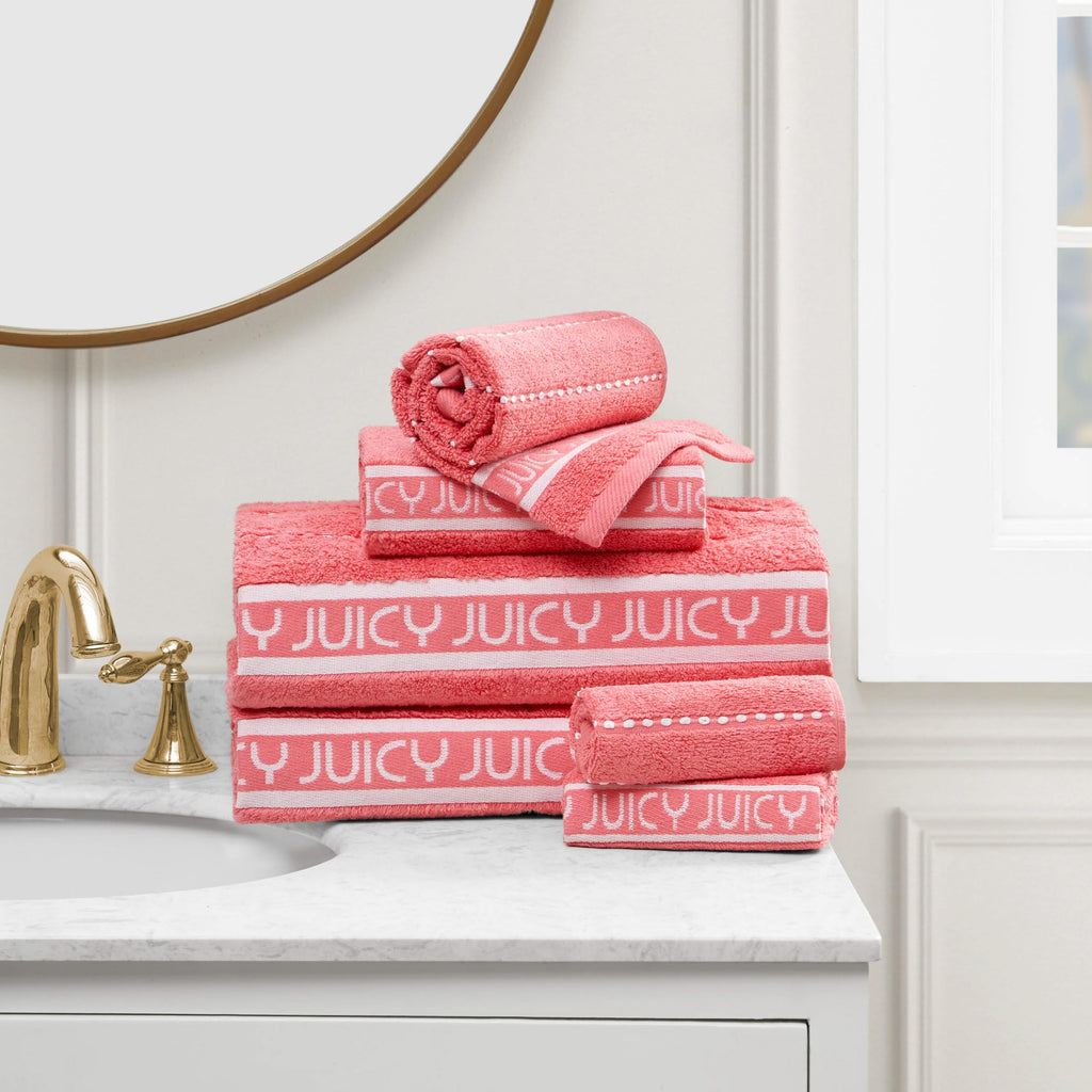 Juicy Couture Luxurious Plush Stripe 6-Piece Set - 100% Cotton Bath Towel Set - Soft and Stylish Towel Set for Ultimate Comfort and Elegance