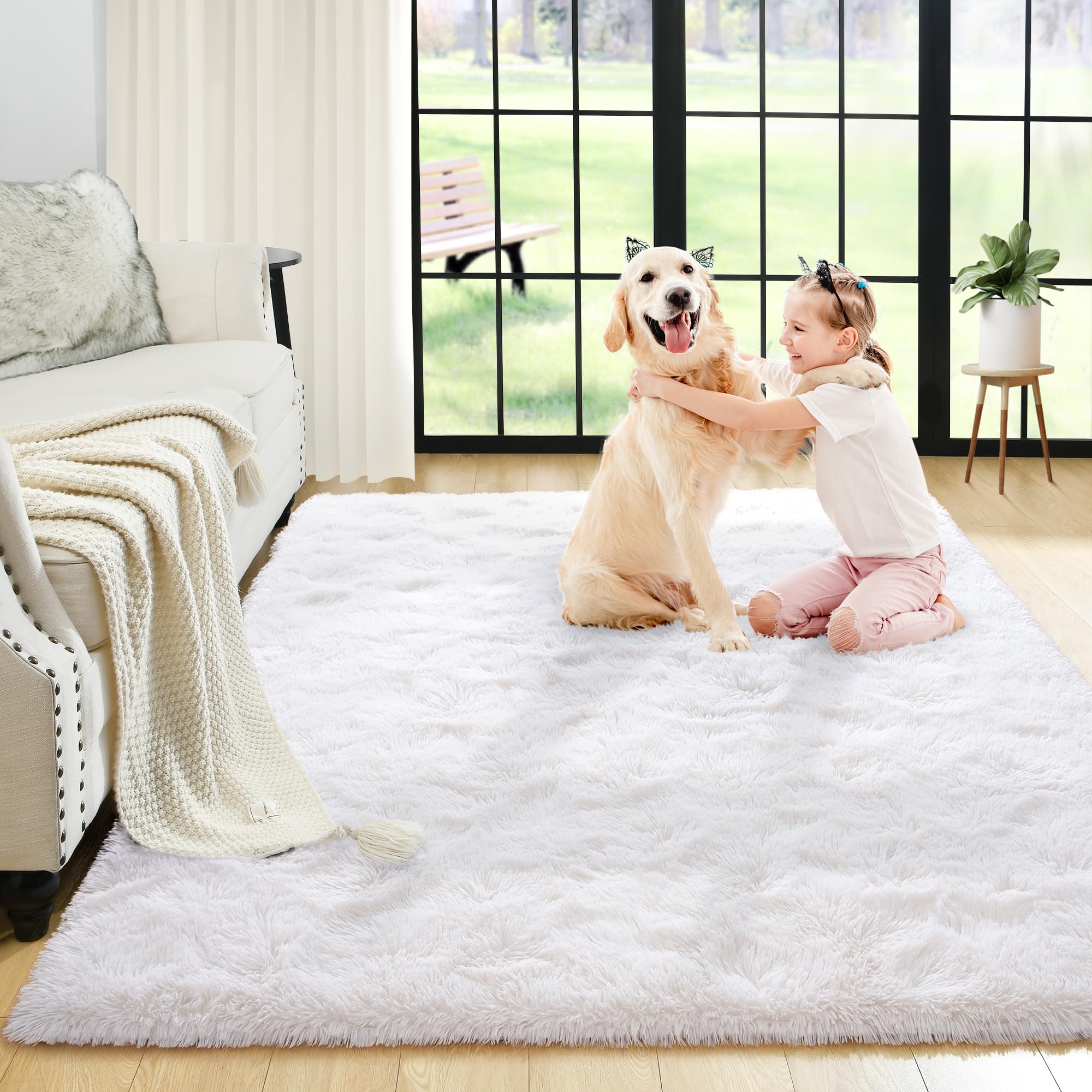 Fluffy Area Rugs Shag Throw Floor Carpet, Soft Shaggy Bedside Non-Slip Plush Rug Home Decor Aesthetic