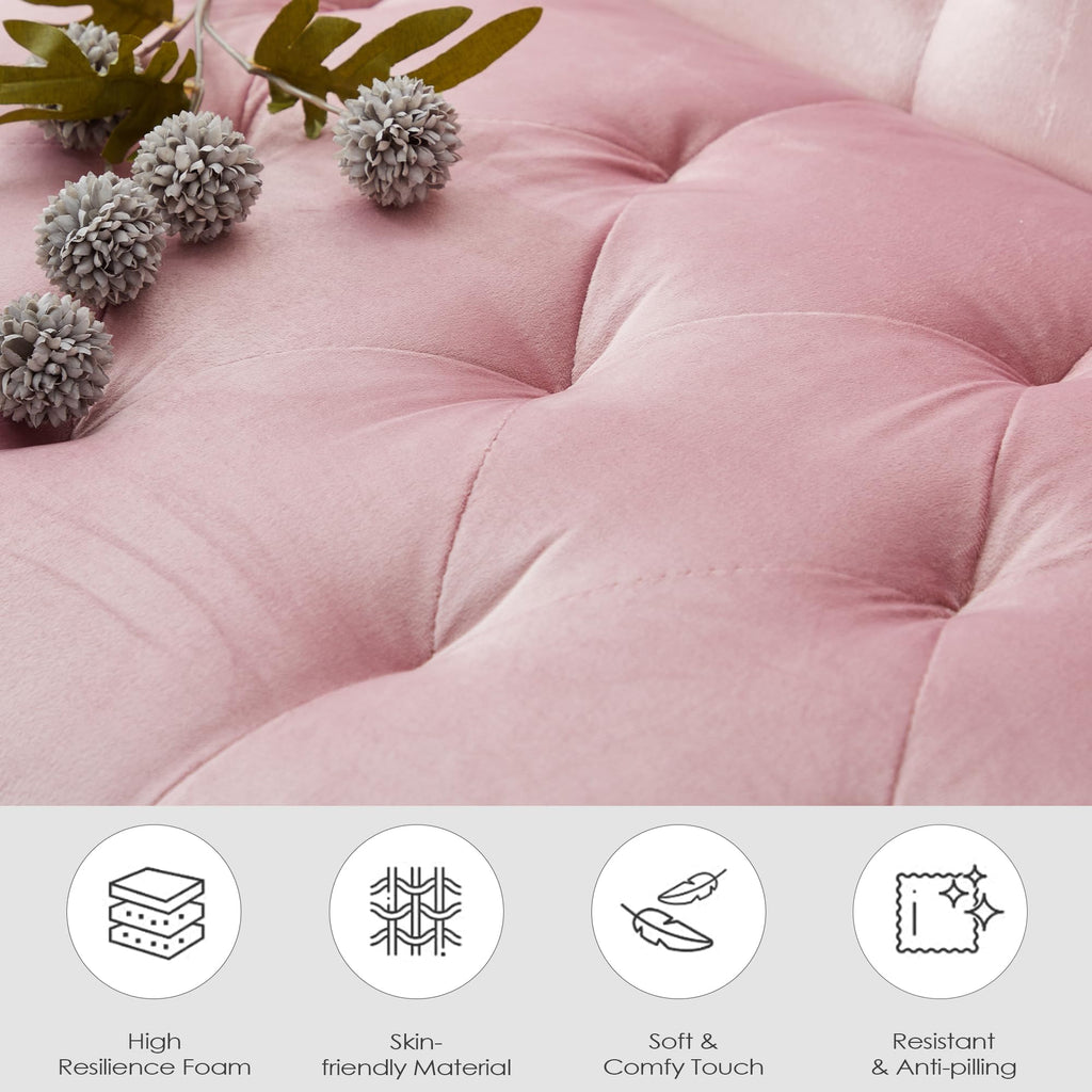 Velvet Loveseat Sofa w/ 2 USB Charger Ports and 2 Cupholders, Mid-Century Modern Tufted