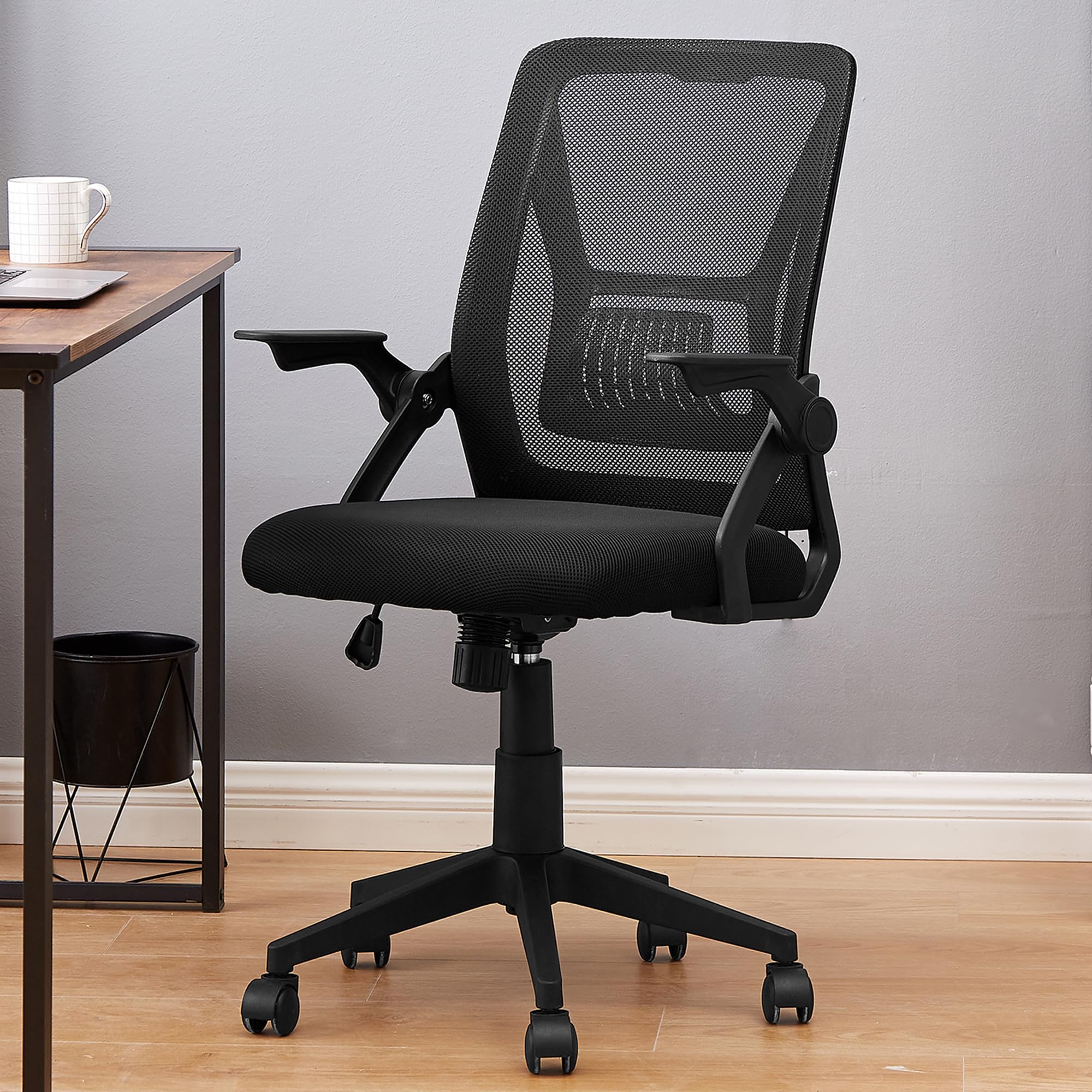 Mid-Back Swivel Ergonomic Office Chair with Adjustable Arms Mesh Lumbar Support