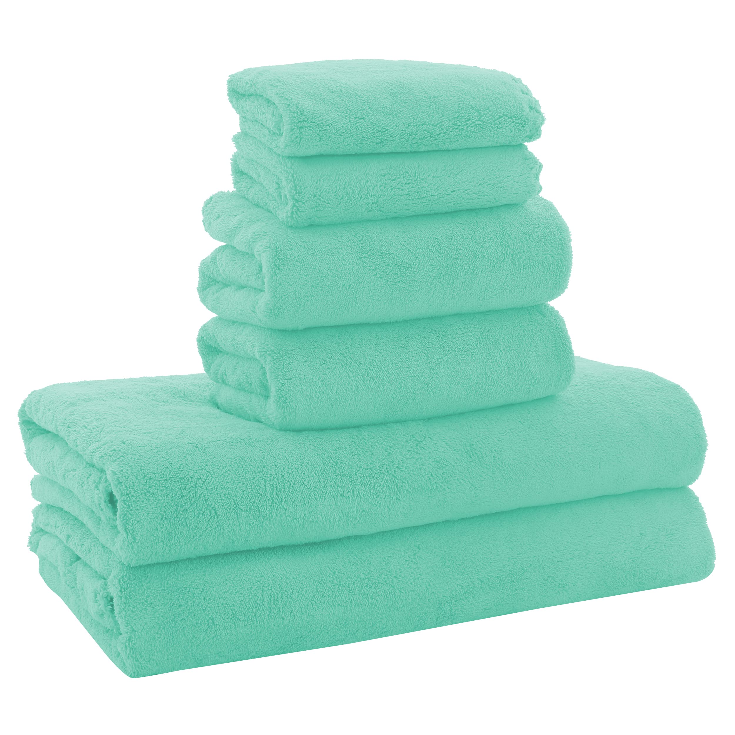 Ultra Soft Towel Set - Quick Drying - 2 Bath Towels 2 Hand Towels 2 Washcloths - Microfiber Coral Velvet Highly Absorbent Towel (6 Pcs)