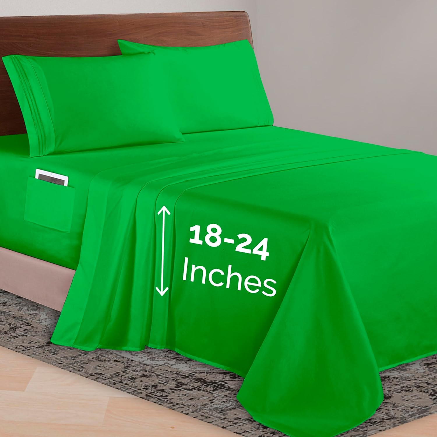 Elegant Comfort Luxurious 1500 Premium Hotel Quality Microfiber Three Line Embroidered Softest 4-Piece Bed Sheet Set, Wrinkle and Fade Resistant