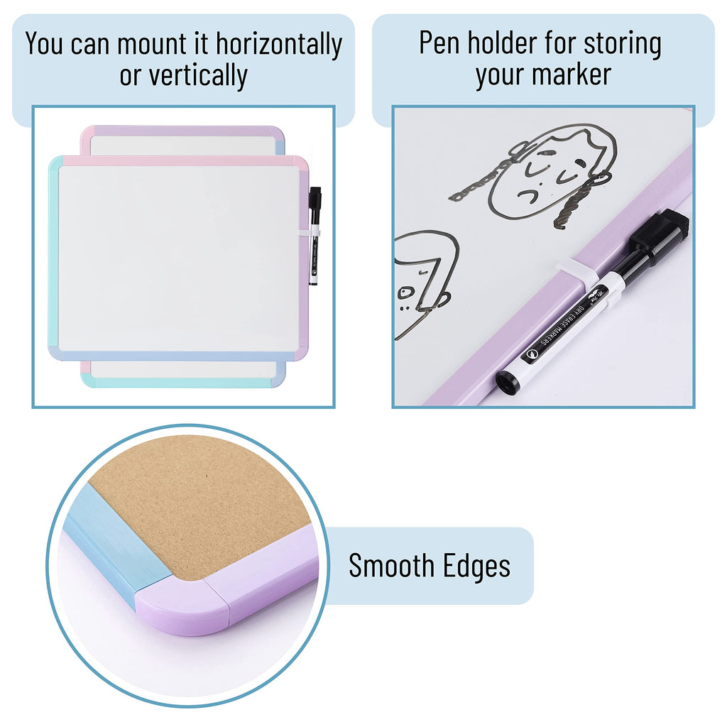 Dry Erase Board, 14â€?x 11â€?with a Black Dry Erase Marker Color Frame, Small White Board Dry Erase Whiteboard