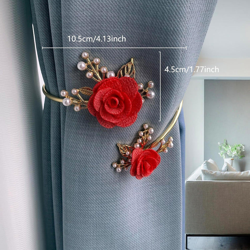 Modern 2PCS/Set Light Luxury Soft Alloy Curtain Buckle Three-Dimensional Flower Imitation Pearl Decoration