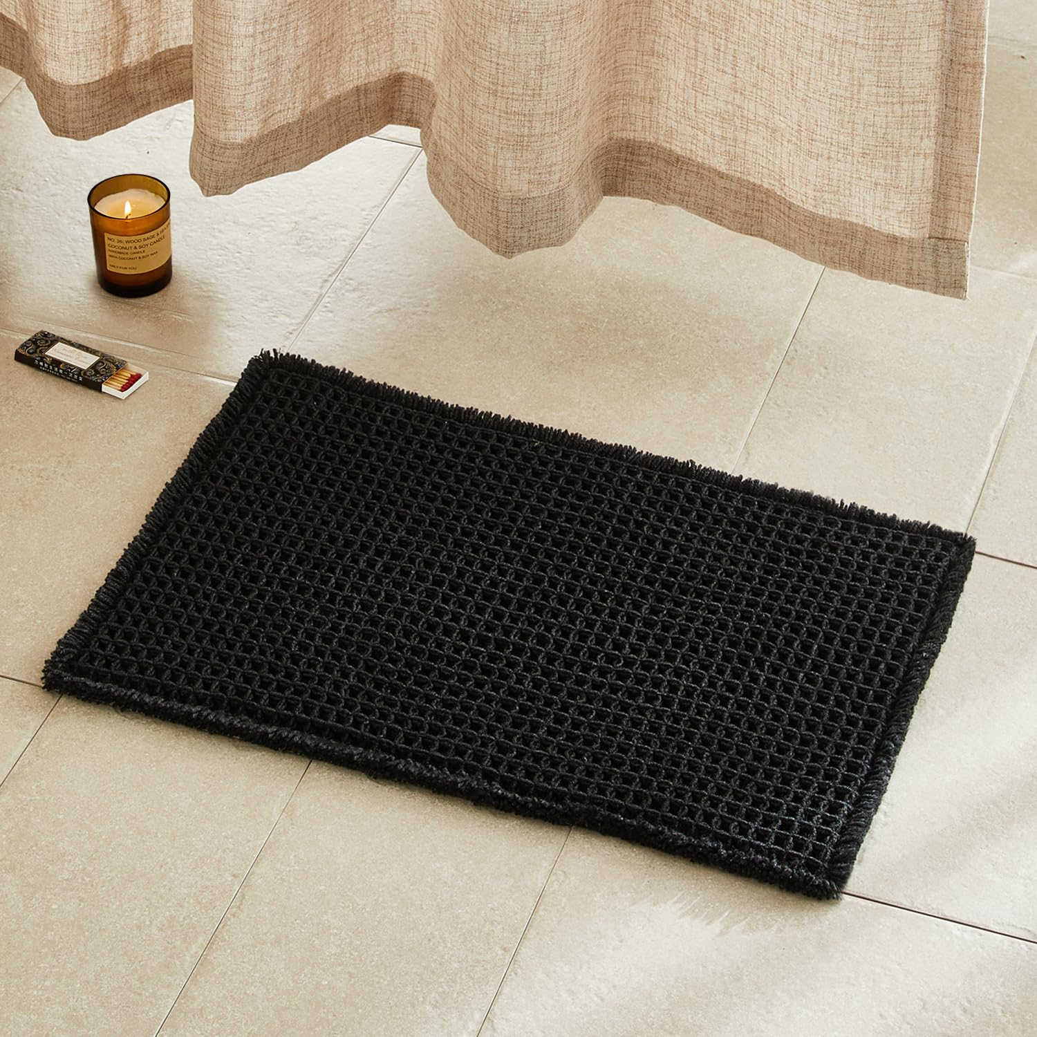 Waffle Bath Mat Non Slip Washable Quick Dry Cute Bath Mat
