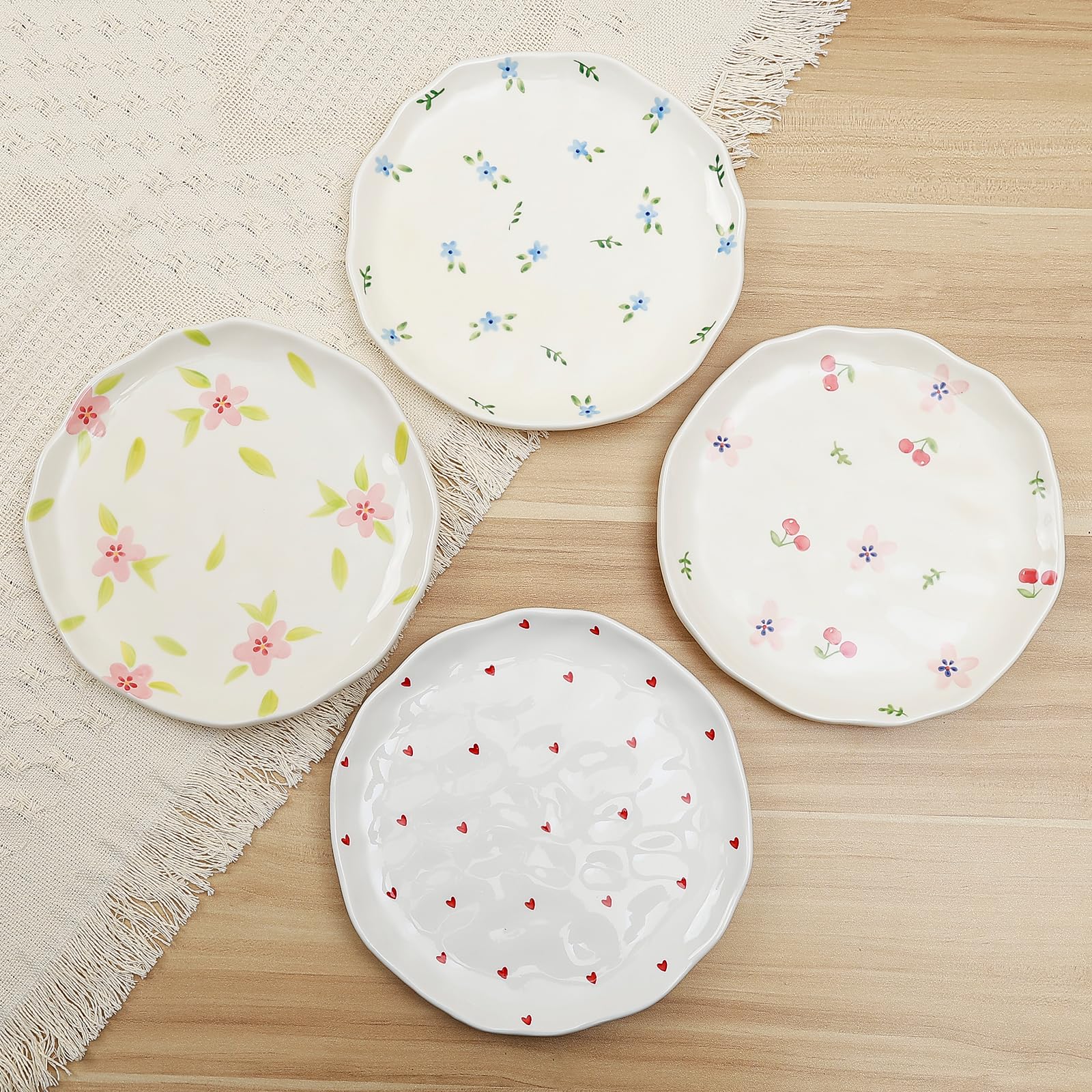 Ceramic Dinner Plates, 8" Modern Rustic Appetizer Plate