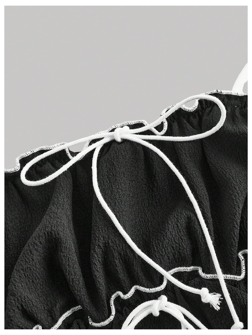 Women's Bow Tie Cami Tops Ruffle Spaghetti Strap Contrast Trim Asymmetrical Camisole Tank