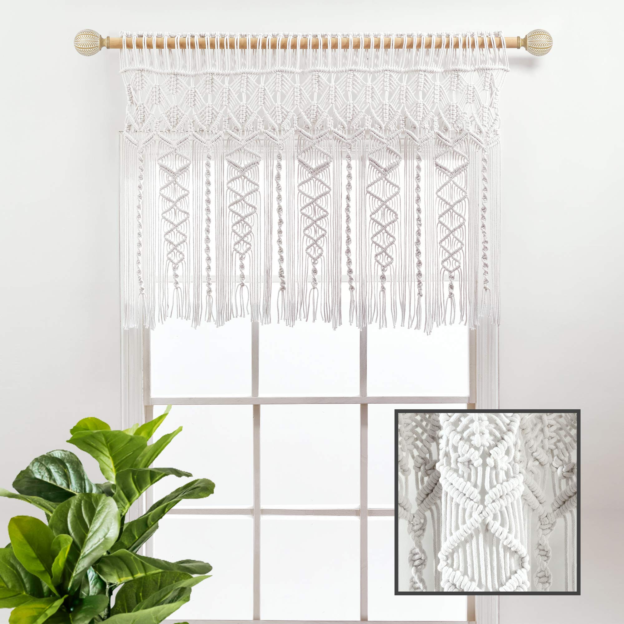 Lush Decor Boho Macrame Textured Cotton Valance Curtain