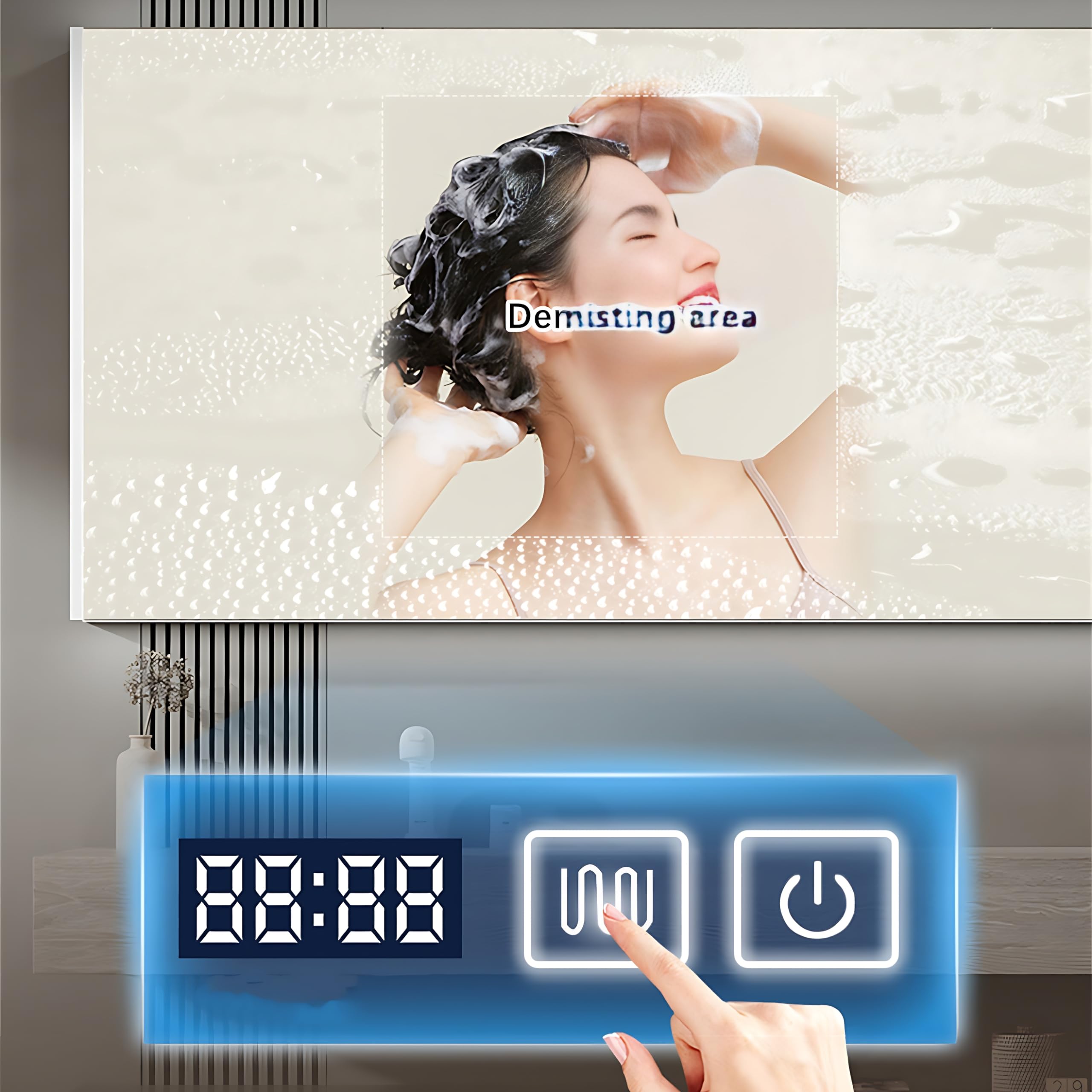 Elevated Bathroom Vanity with Sink & Smart Defogging Mirror, Floating Bathroom Vanity for Small Space, Solid Wood Material