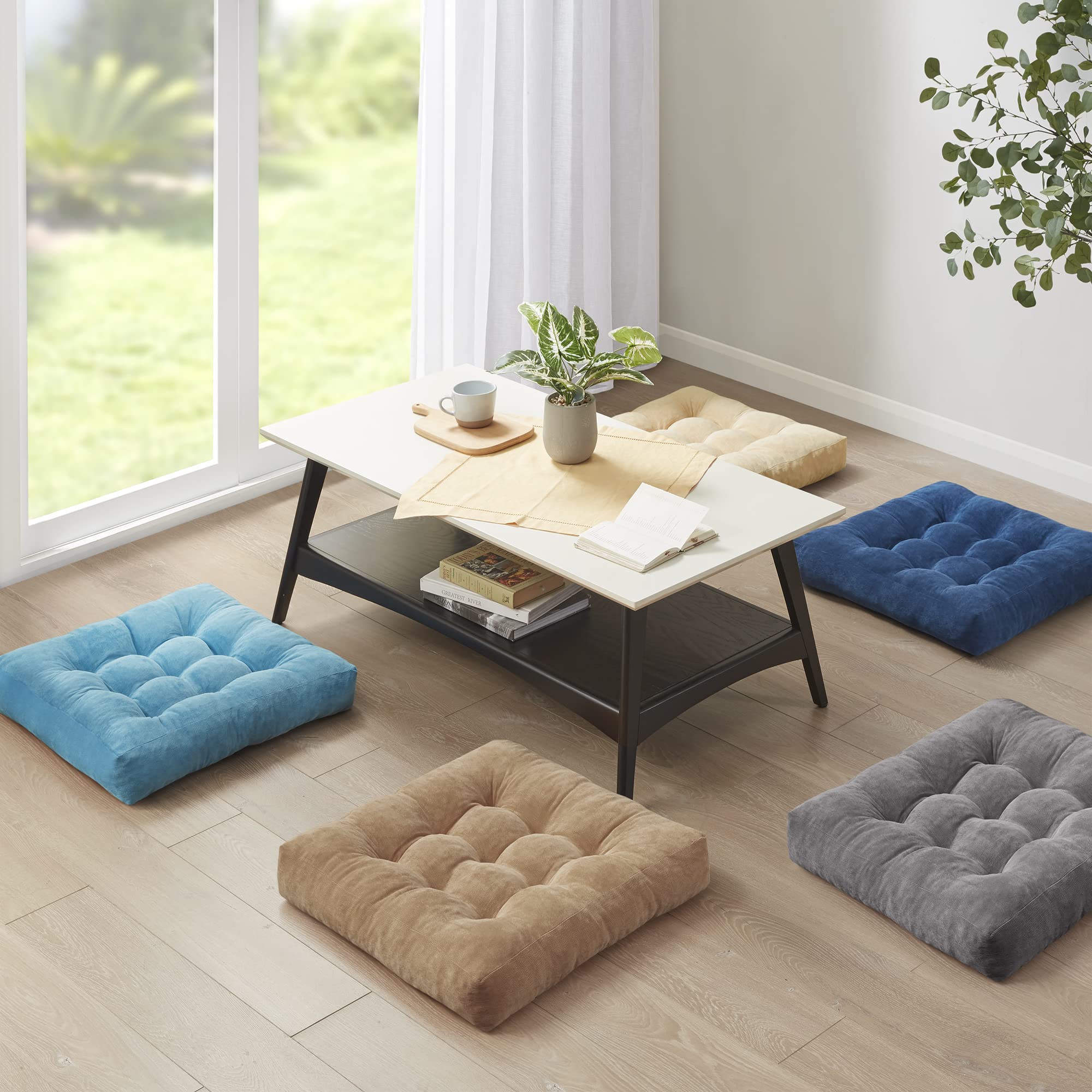 Square Large Pillows Seating Meditation Floor Pillow, Tufted Corduroy Cushion for Living Room