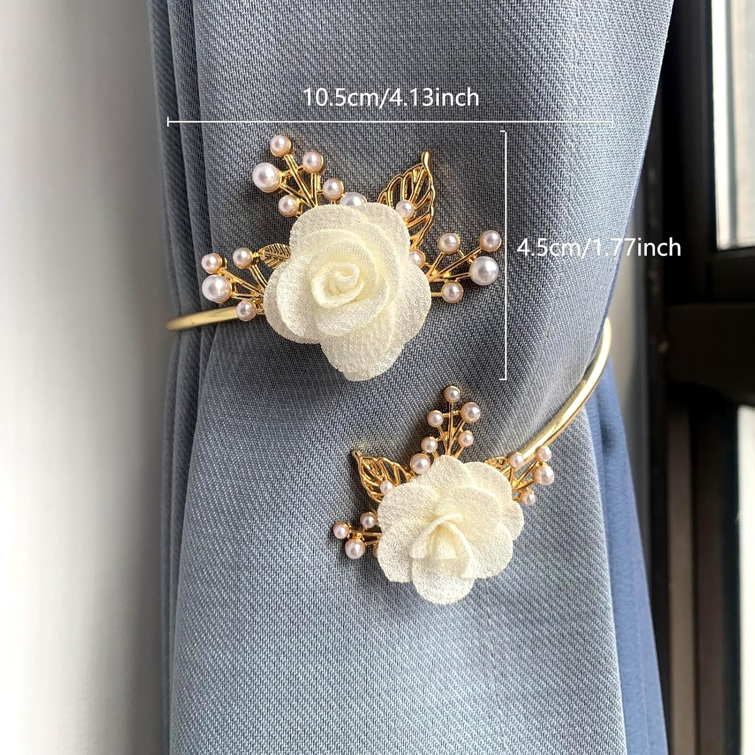 Modern 2PCS/Set Light Luxury Soft Alloy Curtain Buckle Three-Dimensional Flower Imitation Pearl Decoration