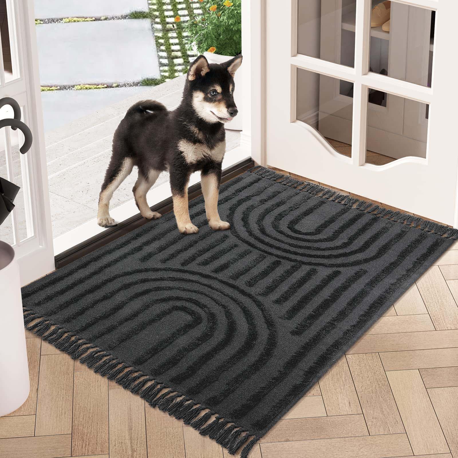 Washable Kitchen Runner Rug - Hand-Woven Bathroom Runner Rug with Tassels, Terracotta Entryway Runner Rug, Tufted Rainbow Bedroom Rug Runner, Hallway Rug for Laundry/Living Room