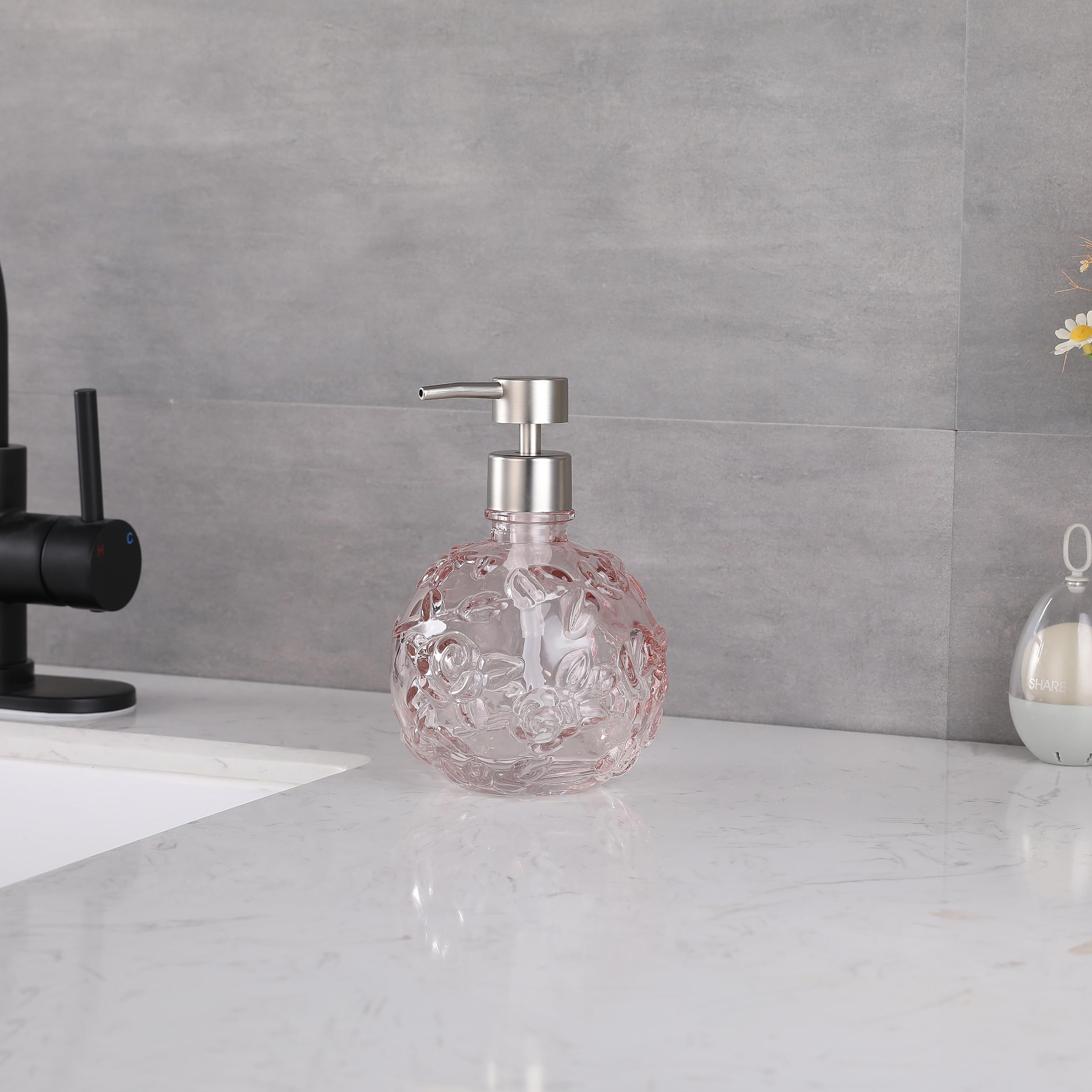 Glass Soap Pump Dispenser, Refillable Soap Dispenser