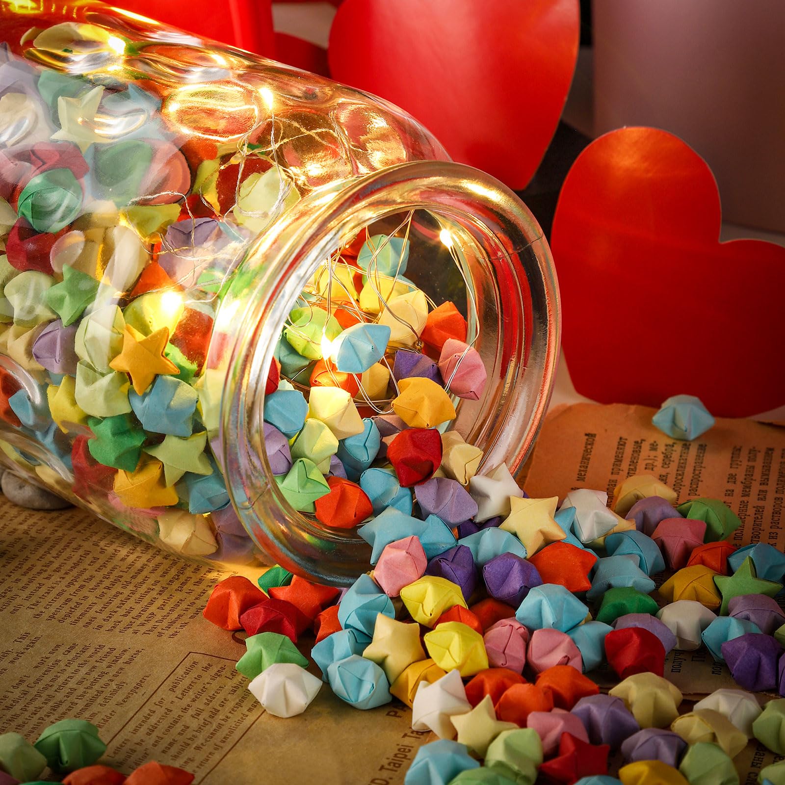 Set of 2 Airtight Glass Jars Decorative Jars, 32oz Jar of Hearts Cute Cookie Jar Decorative Jars with Lids Candy Jars for Candy Buffet Heart Shaped Lid - Drops Textured