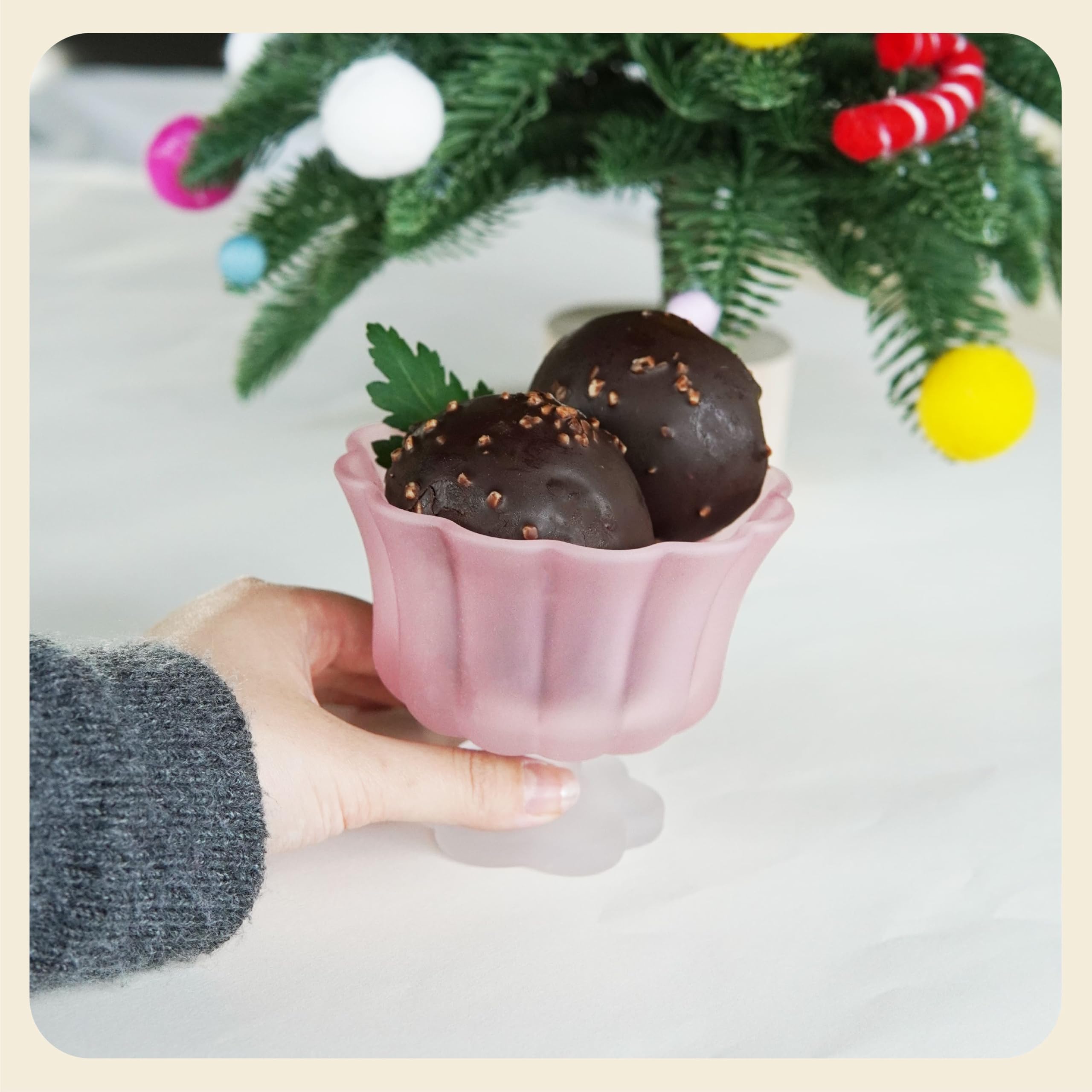 Matte Gradient Finish Glass Dessert Bowl with Heavy Base, 240ml (8.1oz)