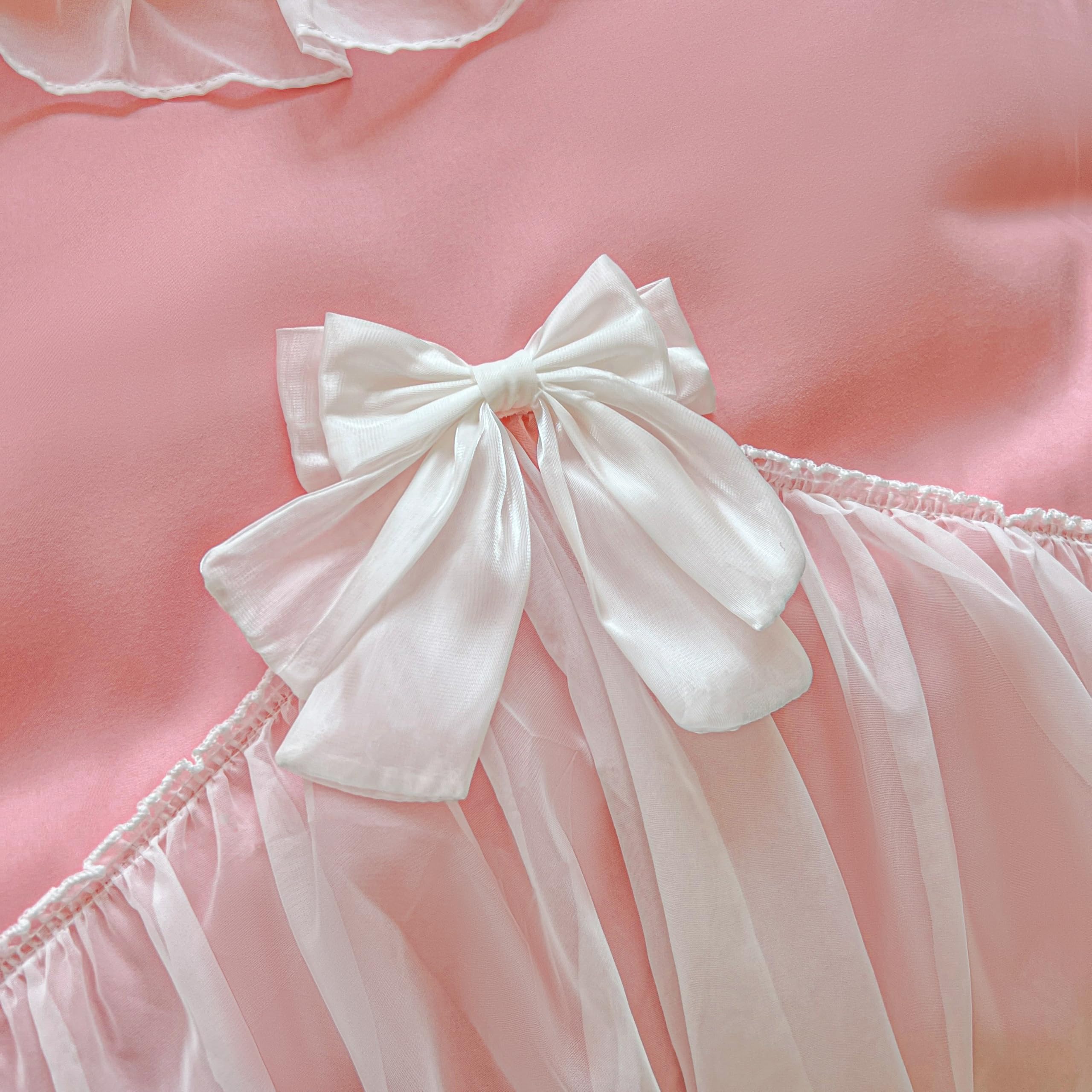 Girls Lace Bedding,Queen Comforter Cover Set, Chic Ruffled Duvet Cover with Lovely Bow,Princess Style 1 Duvet Cover with 2 Pillowcases, No Comforter-Hot Pink,Full Size