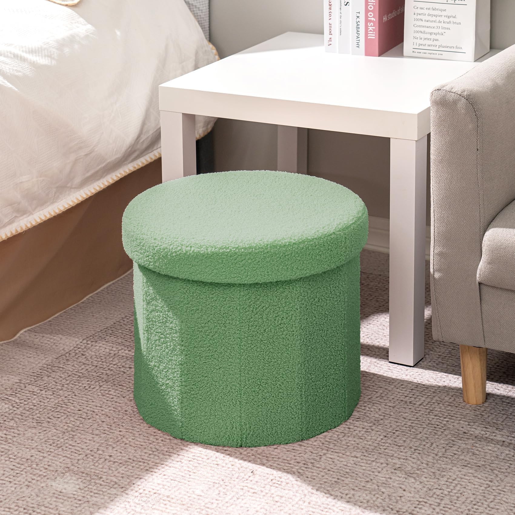 Flower-Shaped Storage Ottoman â€?Boucle Footstool & Seat for Living Room & Dorm
