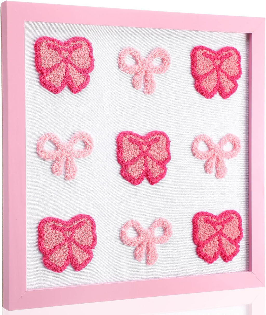 3D Textured Pink Bow Wall Art Decor Coquette Canvas Wall Decor, 12x12 Inch