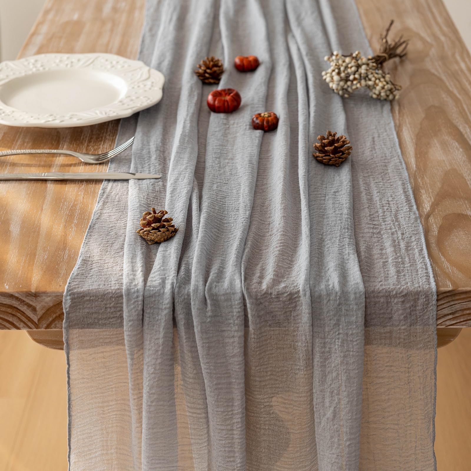 Table Runner Cheese Cloth Rustic Gauze Cheesecloth Table Runner 120 Inch 10 FT Sheer Boho Home Decorations
