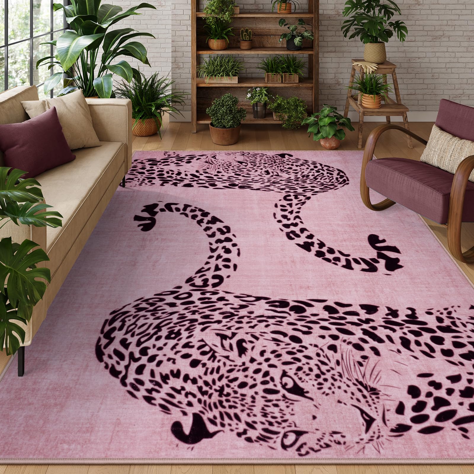 Leopard Print Area Rug â€?Soft, Washable, Non-Slip, Stain-Resistant Rug