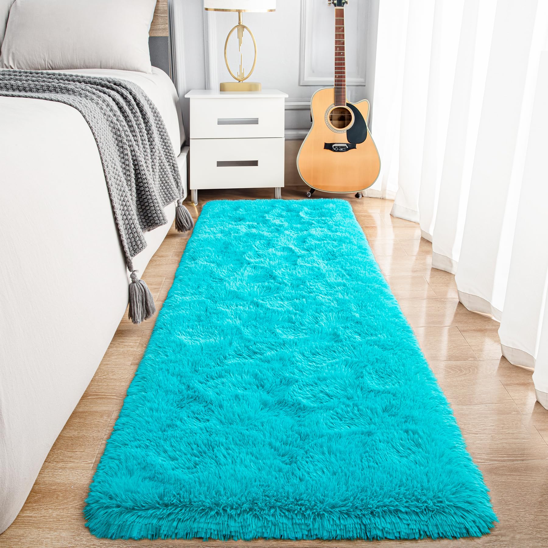 Fluffy Area Rugs Shag Throw Floor Carpet, Soft Shaggy Bedside Non-Slip Plush Rug Home Decor Aesthetic