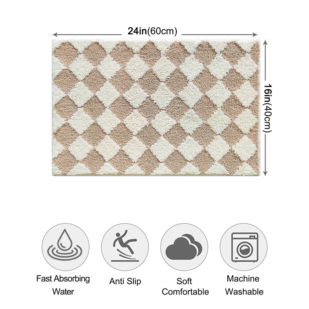 Cute Bath Mat for Bathroom Soft Super Absorbent Non Slip TPR Backing, Quick Drying, Machine Washable Bath