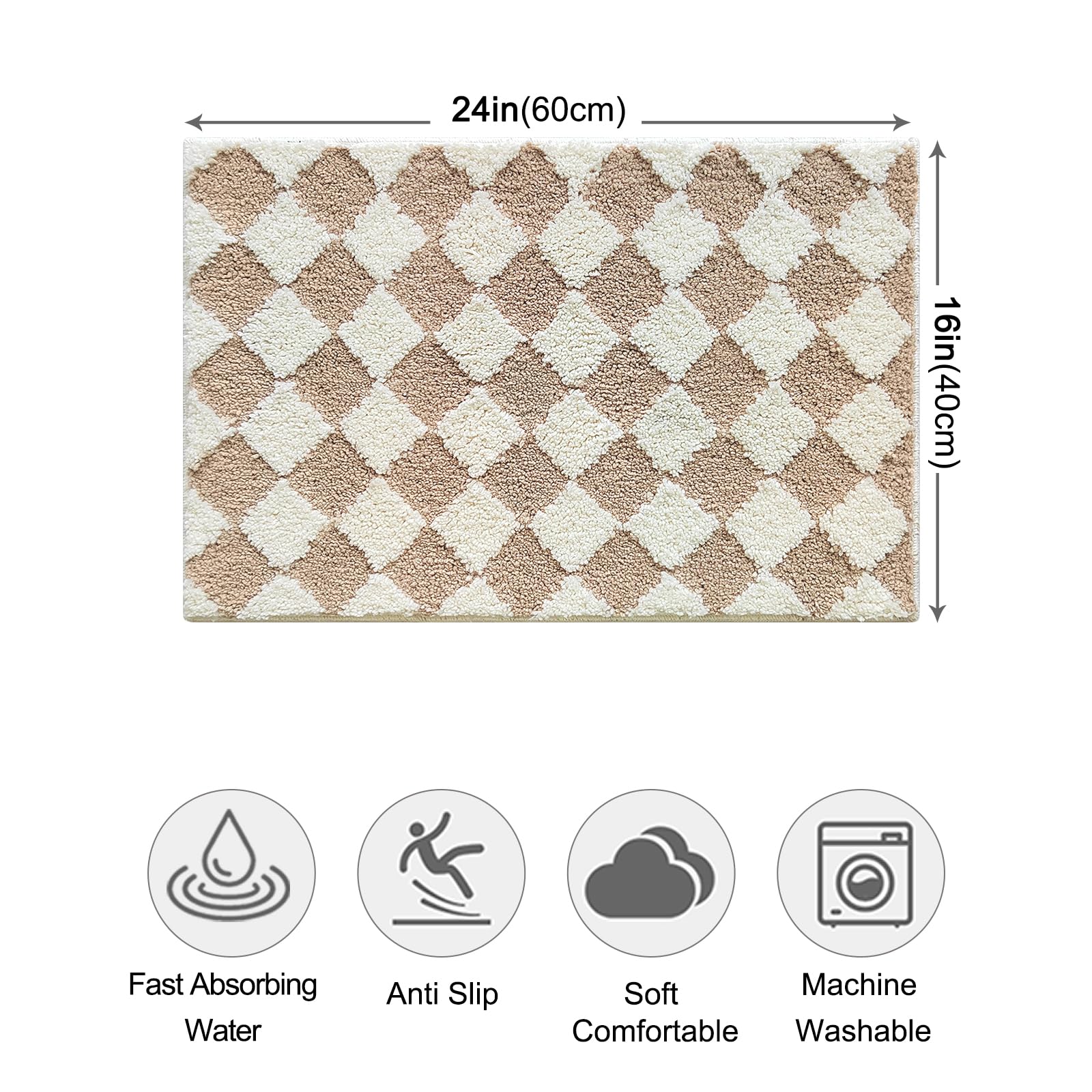 Cute Bath Mat for Bathroom Soft Super Absorbent Non Slip TPR Backing, Quick Drying, Machine Washable Bath