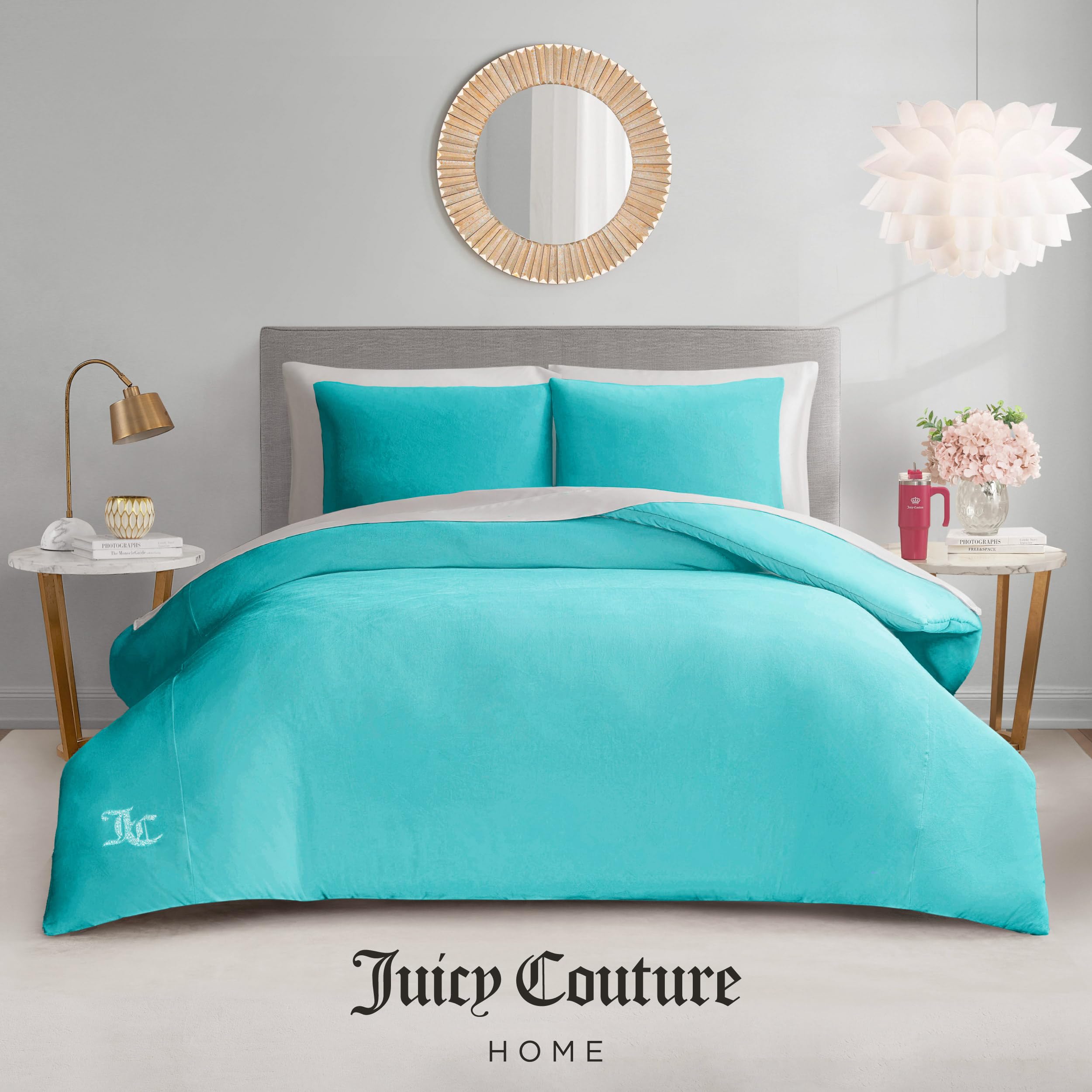 Juicy Couture Solid Velour 3-Piece King Comforter Set â€?Luxurious Bedding Ensemble