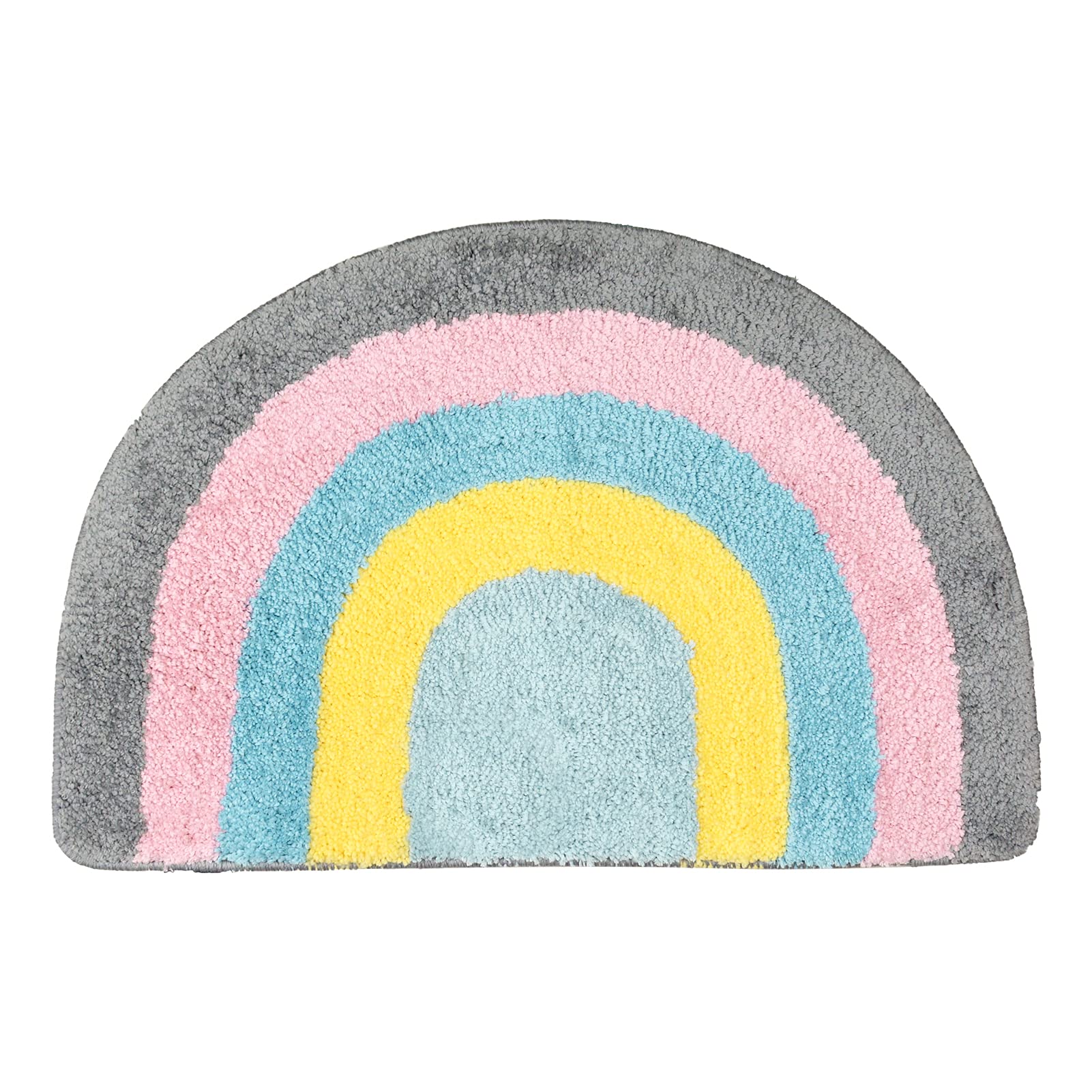 Rainbow Bathroom Rug Half Circle Bath Area Rug Doormat Rainbow Bath Mat Small Kids Room Throw Rug Water Absorbent Quick Dry 17.7"x27.6"