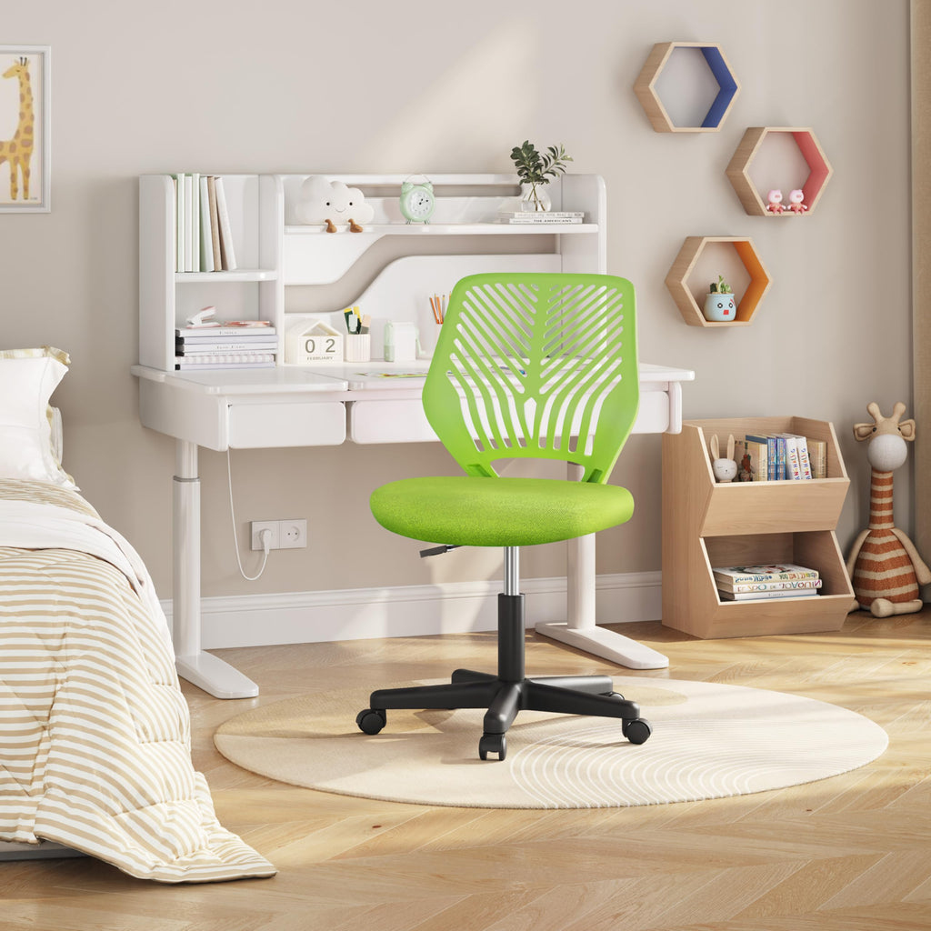 Cute Low-Back Armless Study w/Lumbar Support Adjustable Swivel Chair