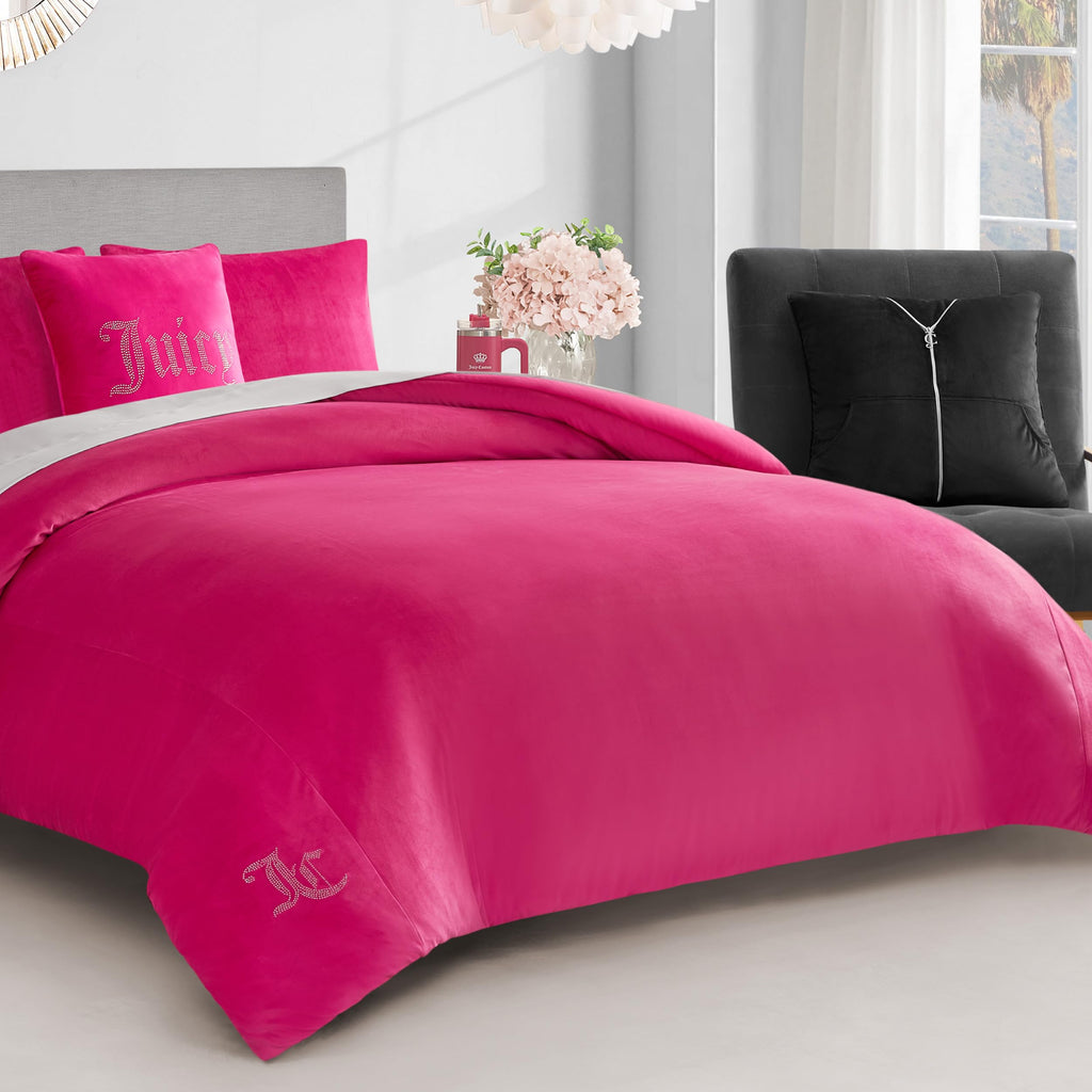 Juicy Couture Solid Velour 3-Piece King Comforter Set â€?Luxurious Bedding Ensemble