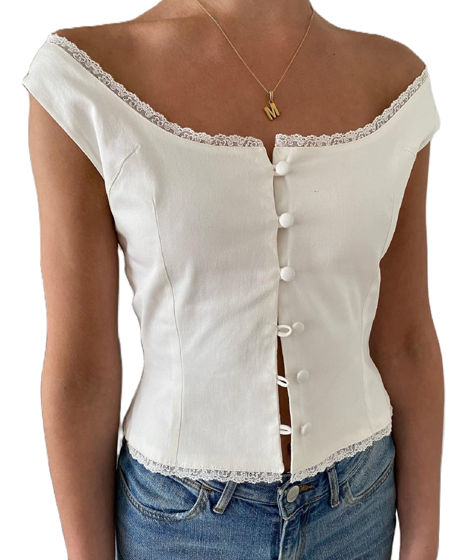 Women Elegant Lace V Neck Camis Sleeveless Spaghetti Strap Slim Camisoles Vintage Backless Tank Top