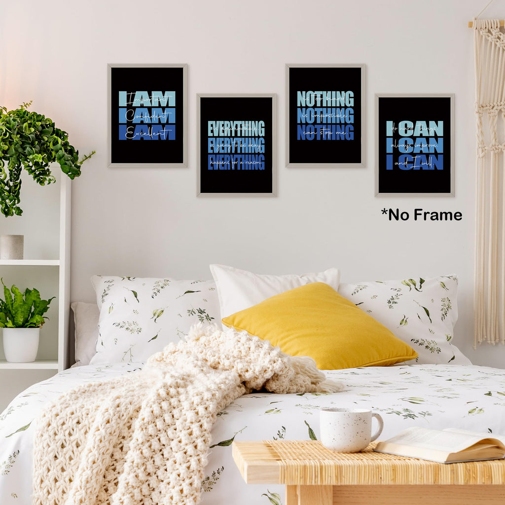 Set of 4 Inspirational Posters â€?Motivational Wall Art for Teen Girls & Women (8x10)
