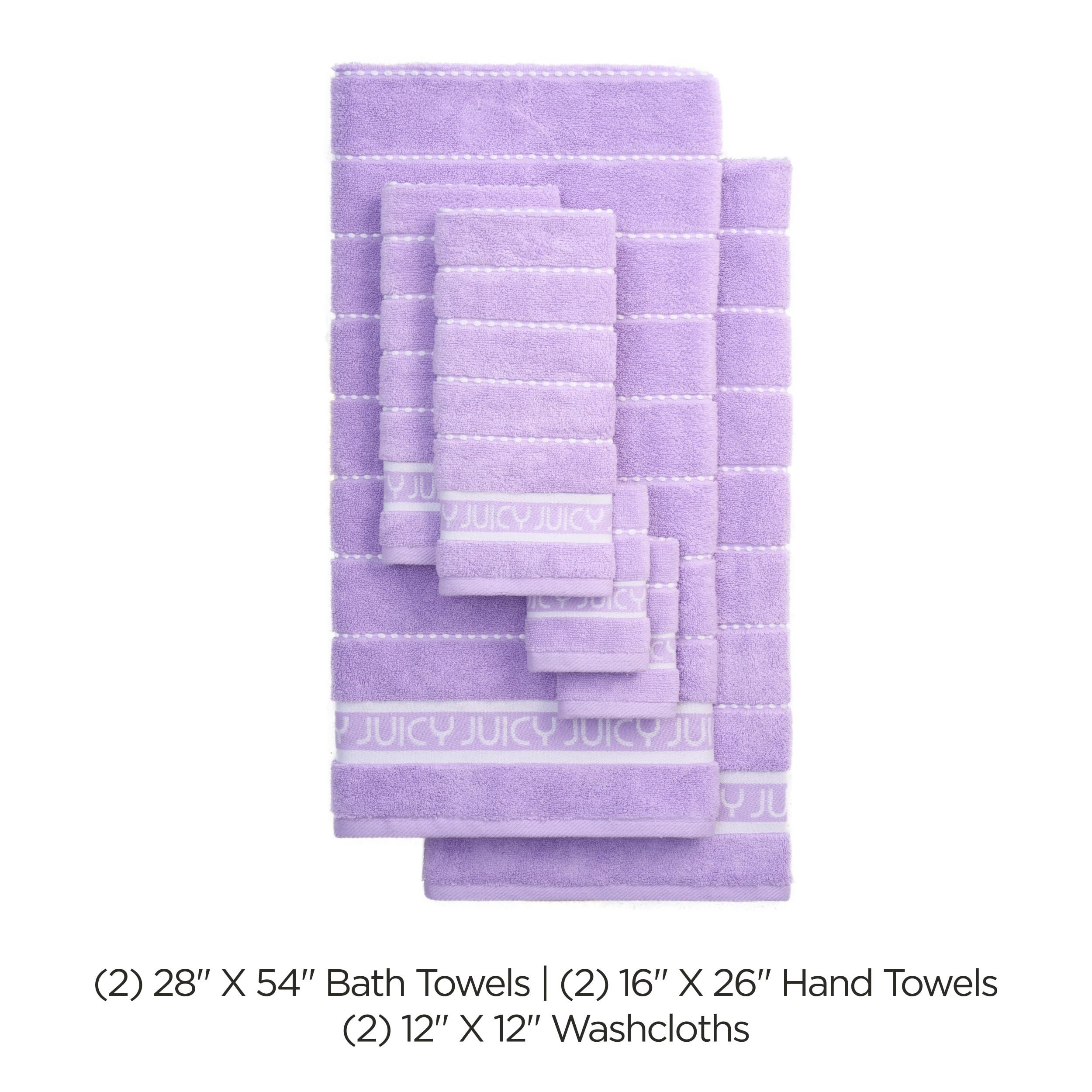 Juicy Couture Luxurious Plush Stripe 6-Piece Set - 100% Cotton Bath Towel Set - Soft and Stylish Towel Set for Ultimate Comfort and Elegance