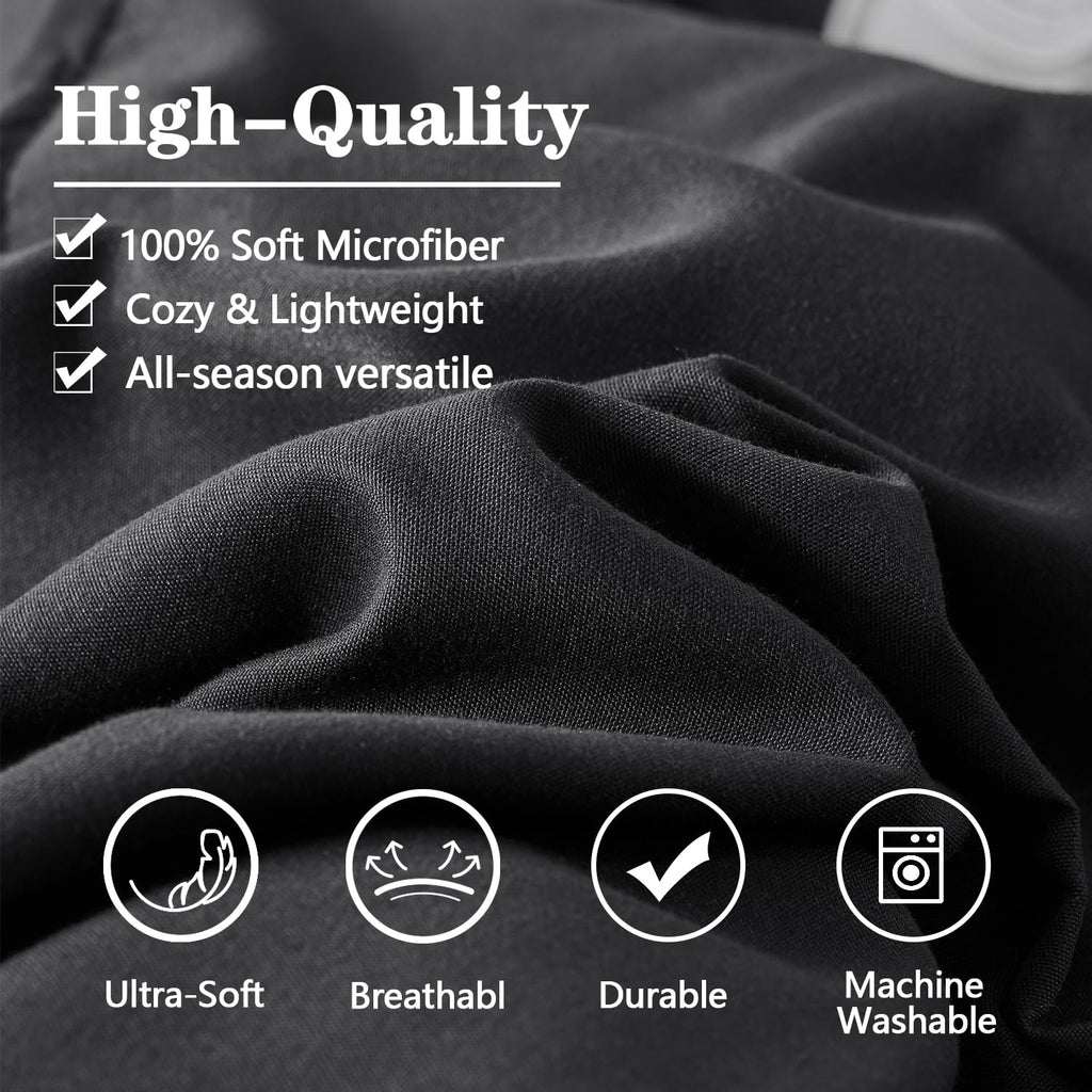 Comforter Set 7 Piece Bed in a Bag, Grid Pinch Pleat Bedding Set, Striped Textured Soft Microfiber Comforter with Sheet Set