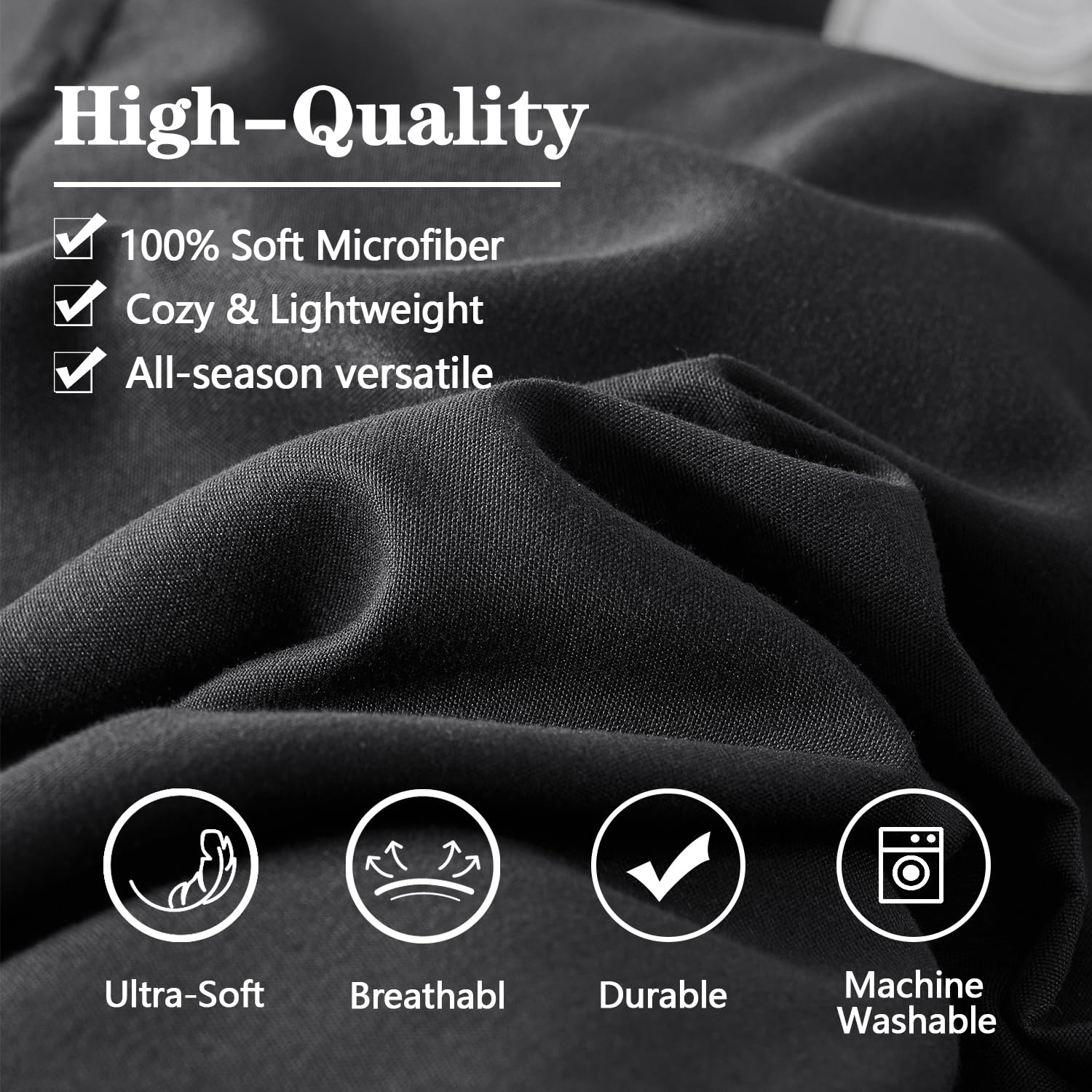 Comforter Set 7 Piece Bed in a Bag, Grid Pinch Pleat Bedding Set, Striped Textured Soft Microfiber Comforter with Sheet Set