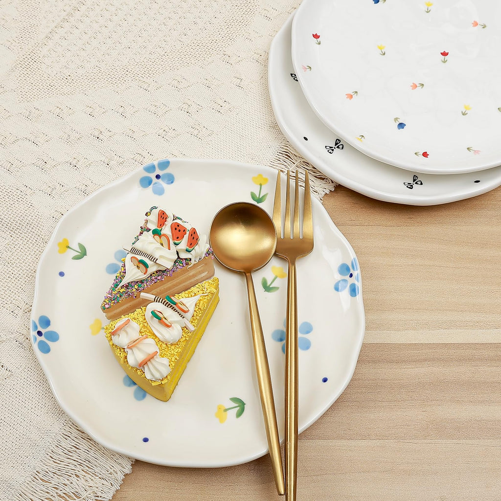 Ceramic Dinner Plates, 8" Modern Rustic Appetizer Plate