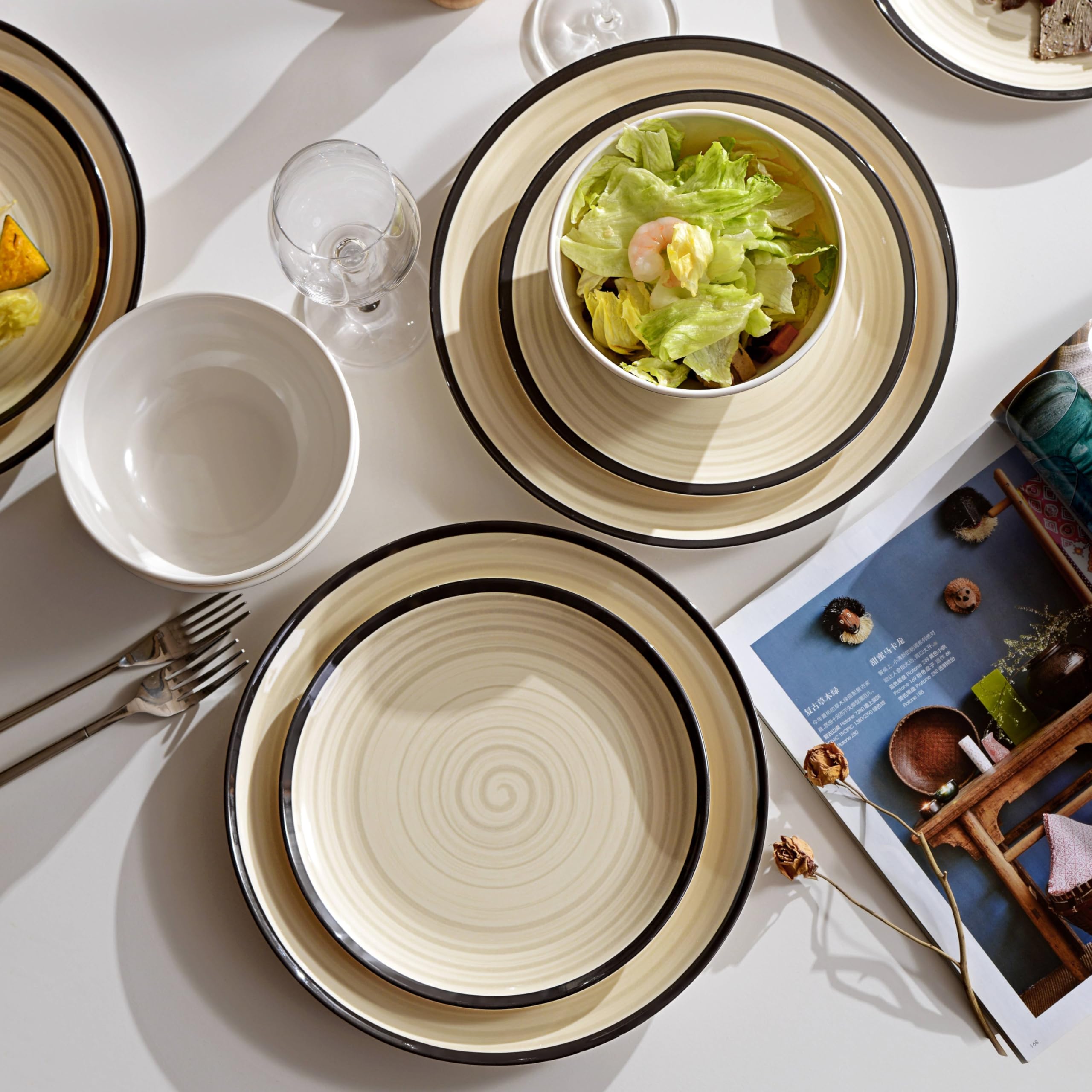 Dinnerware Set 12Pcs, Plates And Bowls Sets for 4