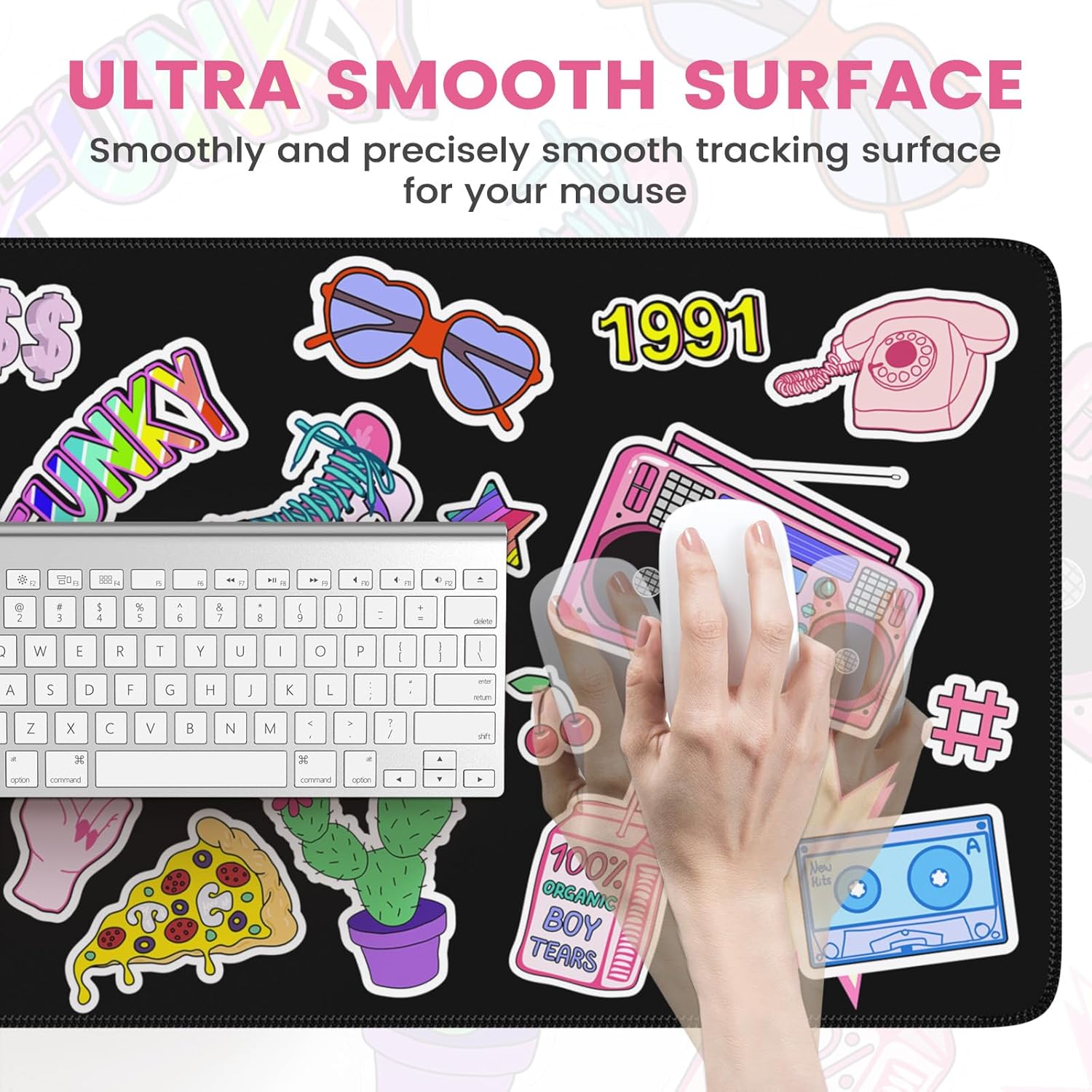 Desk Mat for Keyboard and Mouse, Large Mouse Pad for Desk, Desk Matt for Desktop, Desk Pad Mat, Anti-Slip Big Mousepad with Stitched Edges for Computer