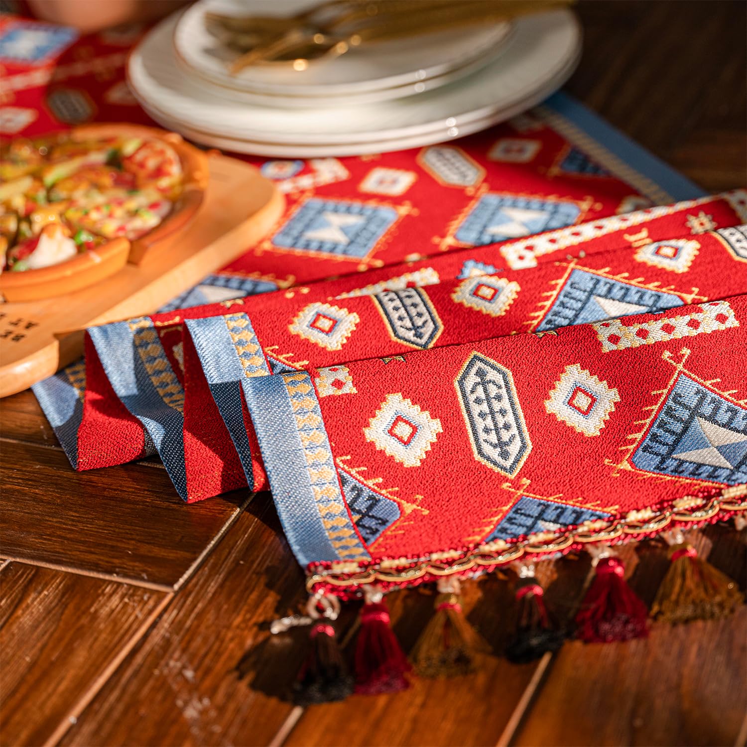 Retro-Luxury Tassels Table Runner Series for Kitchen Dining Table