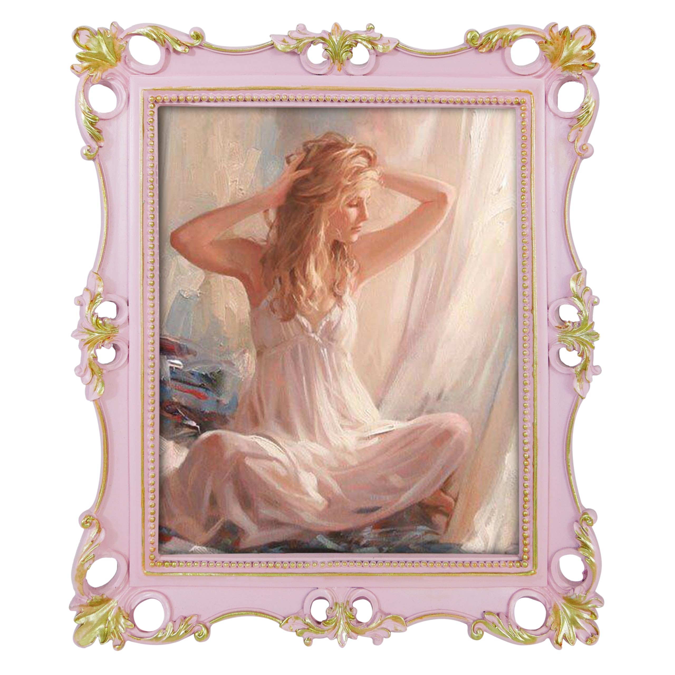 Picture Frame Antique Frame 8x10 Vintage Photo Frames 11 x 4 in with Gold Trim, Wall and Tabletop Picture Frames