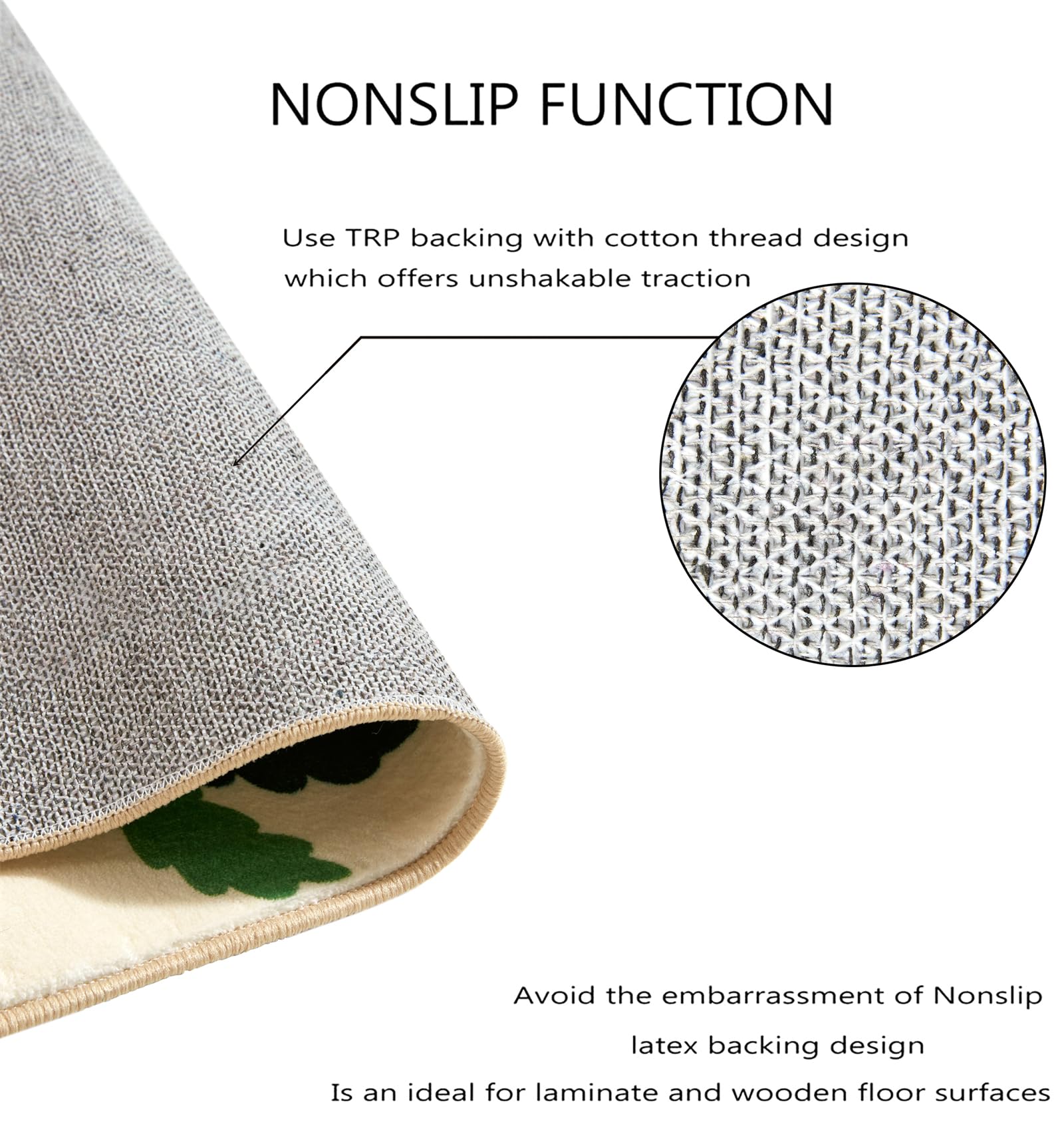 Summer Tropical Area Rug in Green and Orange Washable, Checkered Abstract Jungle Animals Cute Fun Aesthetic Throw Rug Accent Carpet for Bedroom Entryway Living Room Dorm Nursery