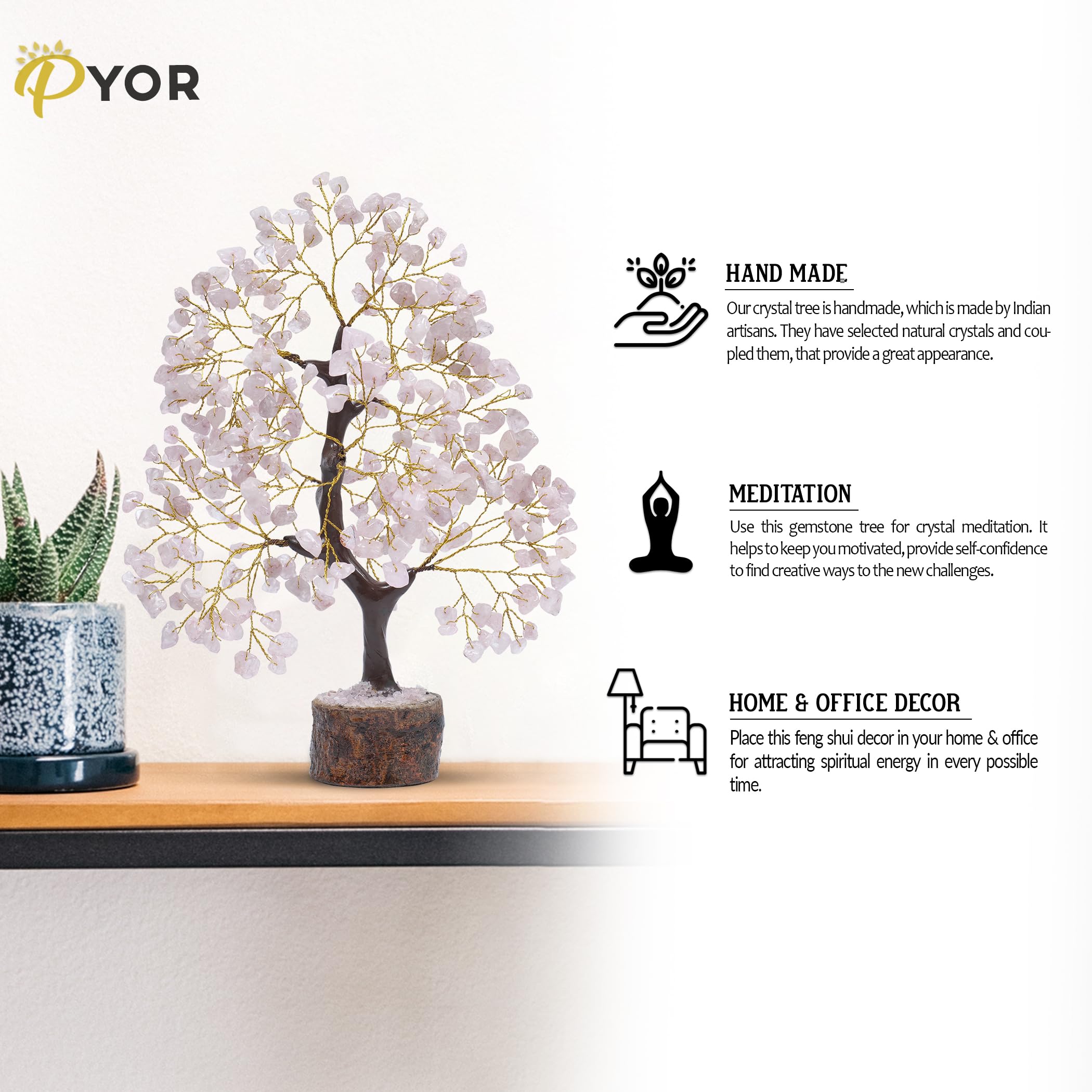 Rose Quartz Crystals Good Luck Money Tree