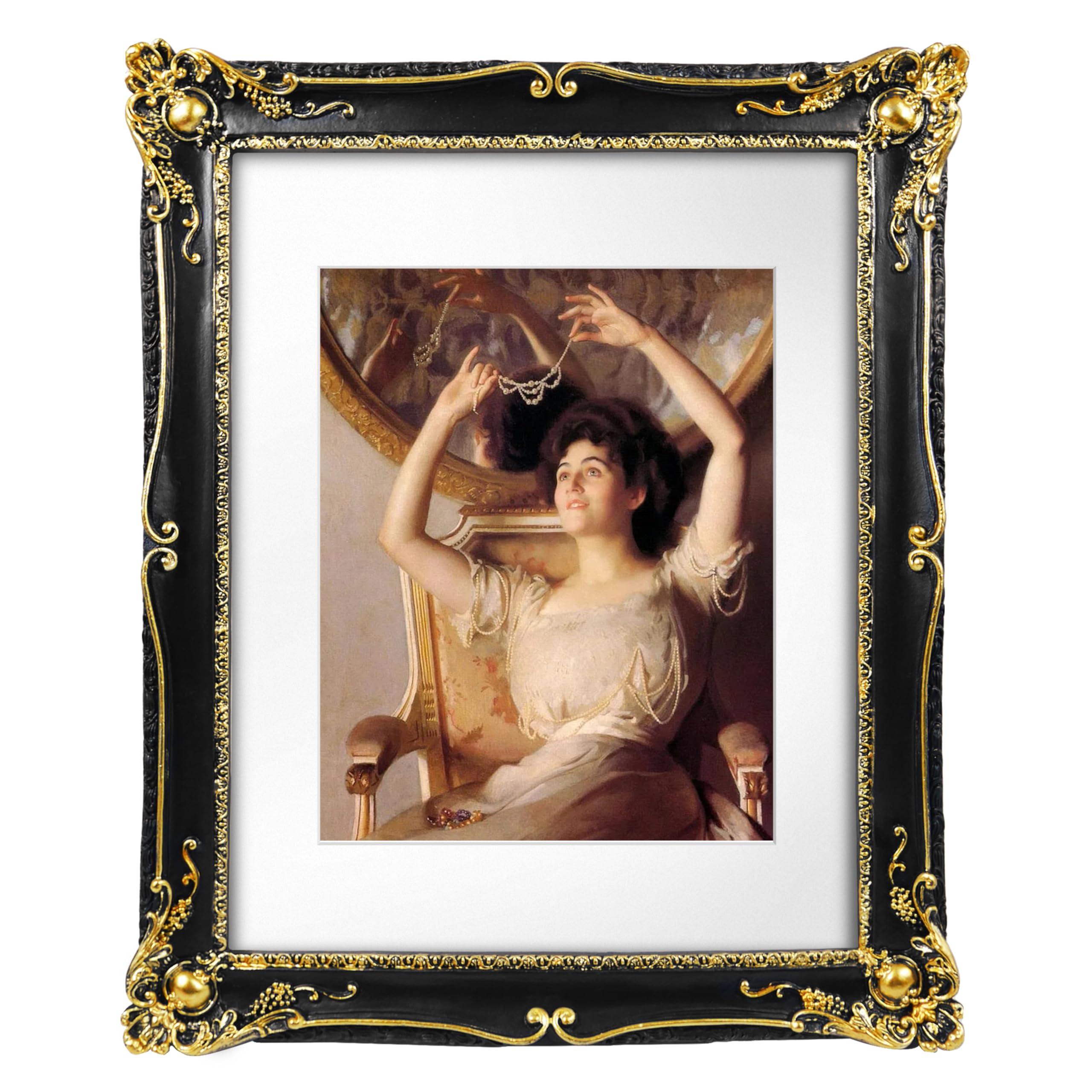 Picture Frame Antique Frame 8x10 Vintage Photo Frames 11 x 4 in with Gold Trim, Wall and Tabletop Picture Frames