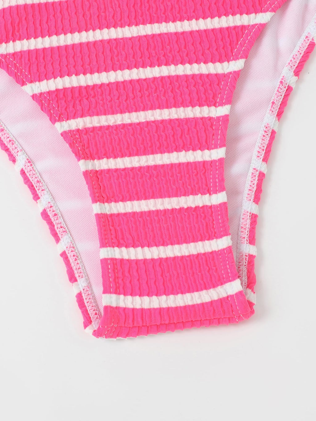 Women's 2 Piece Strapless Swimsuit Striped Bandeau High Waisted Thong Bikini Set Bathing Suit