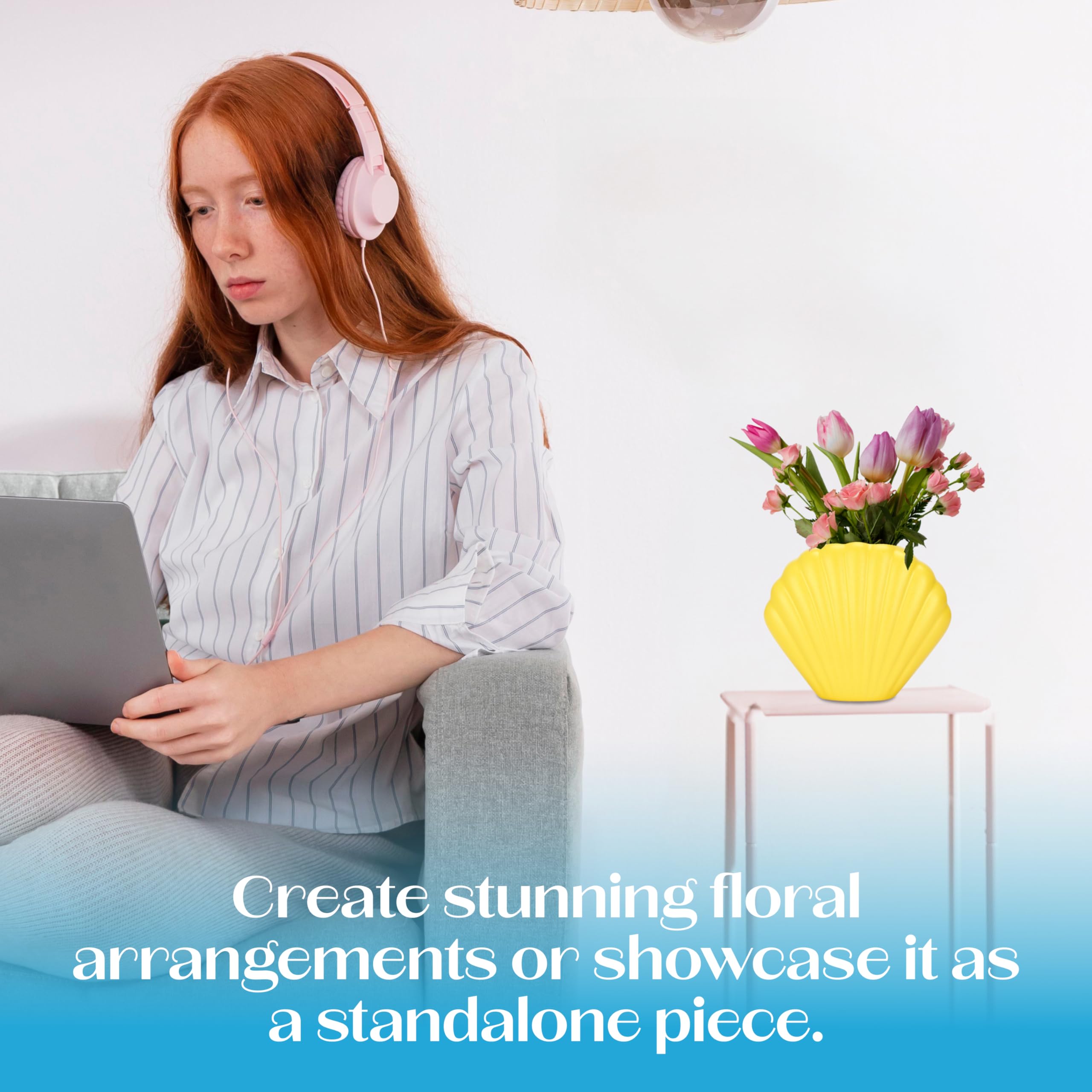 Ceramics Shell Vases Decor Handmade Unique Art Shell Design - Funky Decorative Vase