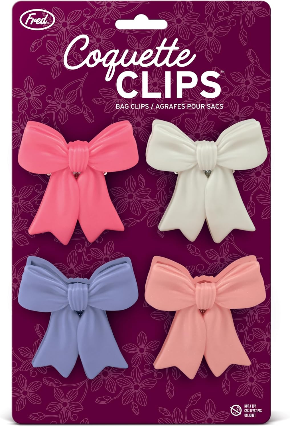 Coquette Clips Charming Ribbon Bow Bag Clips Set of 4 Durable Food Storage Clips Kitchen Accessories