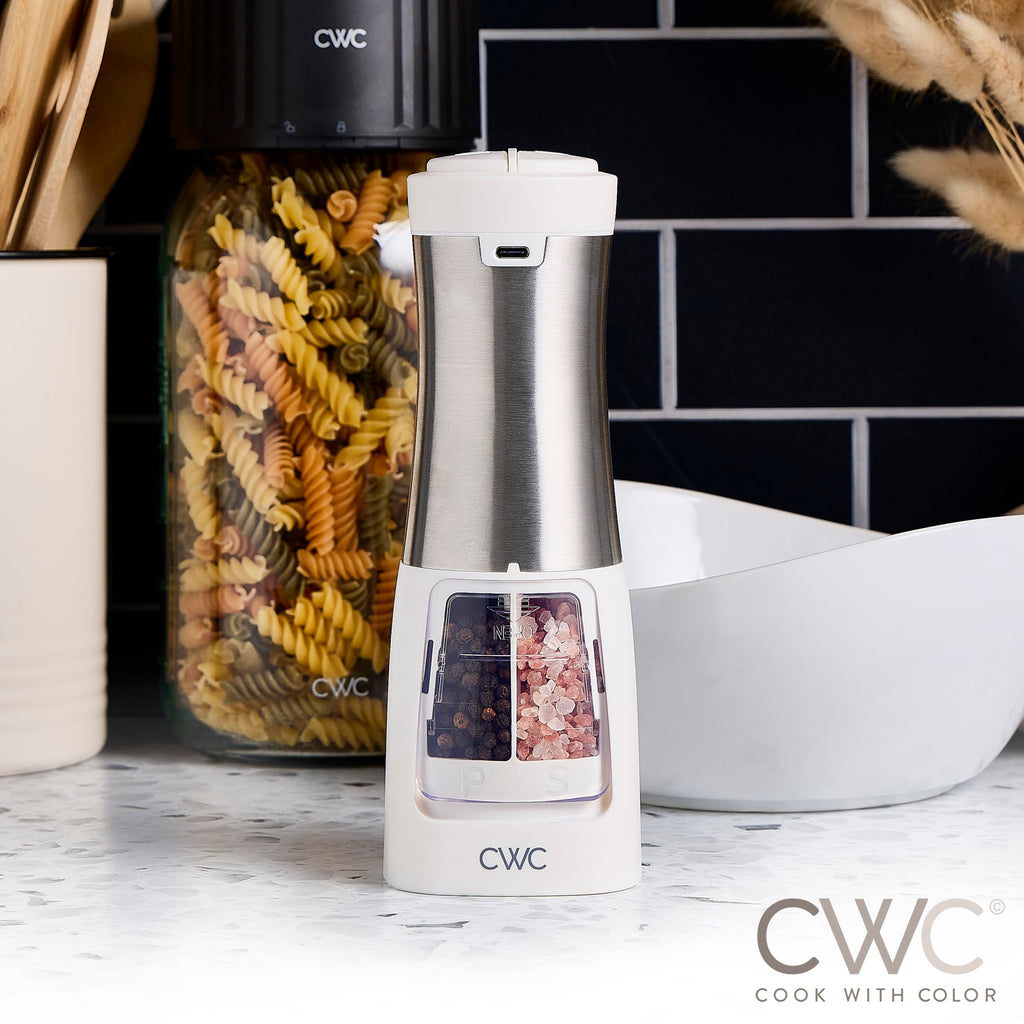 Rechargeable Salt & Pepper Shaker - 2-in-1 Grinders for Salt and Pepper